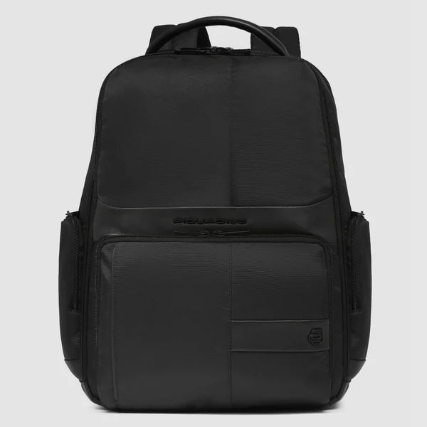 Zaino porta computer Piquadro espandibile in pelle e tessuto con ricarica integrata NERO TU | Giò Fashion