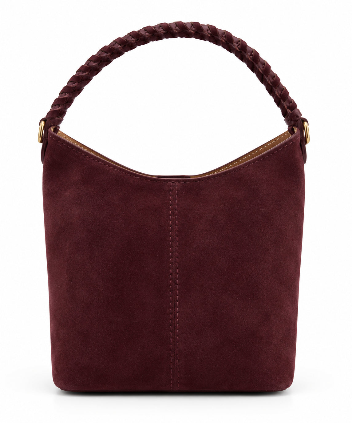 Borsa Vera Pelle in Camoscio Cuoio con Manico Intrecciato, Tracolla e Pochette