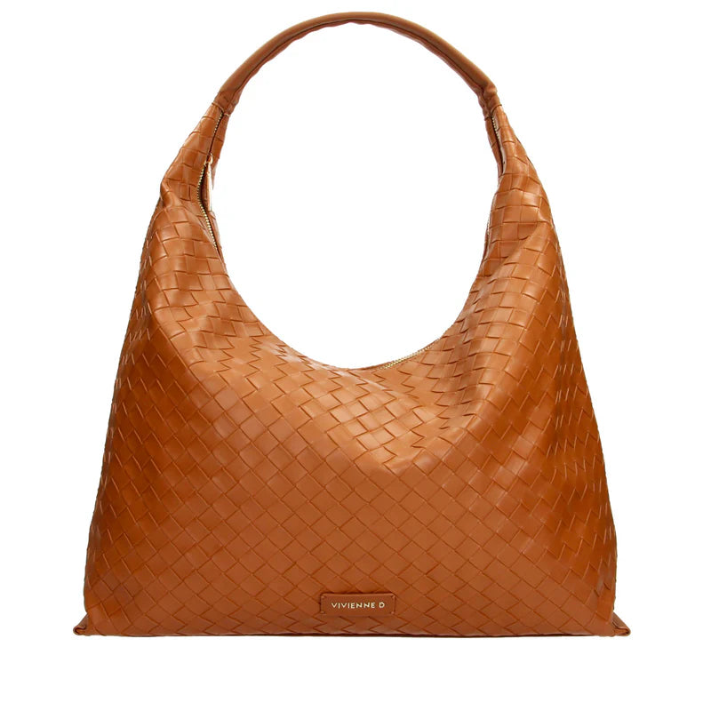 Borsa Vivienne D donna a spalla grande design moderno intrecciato elegante Cuoio TU | Giò Fashion