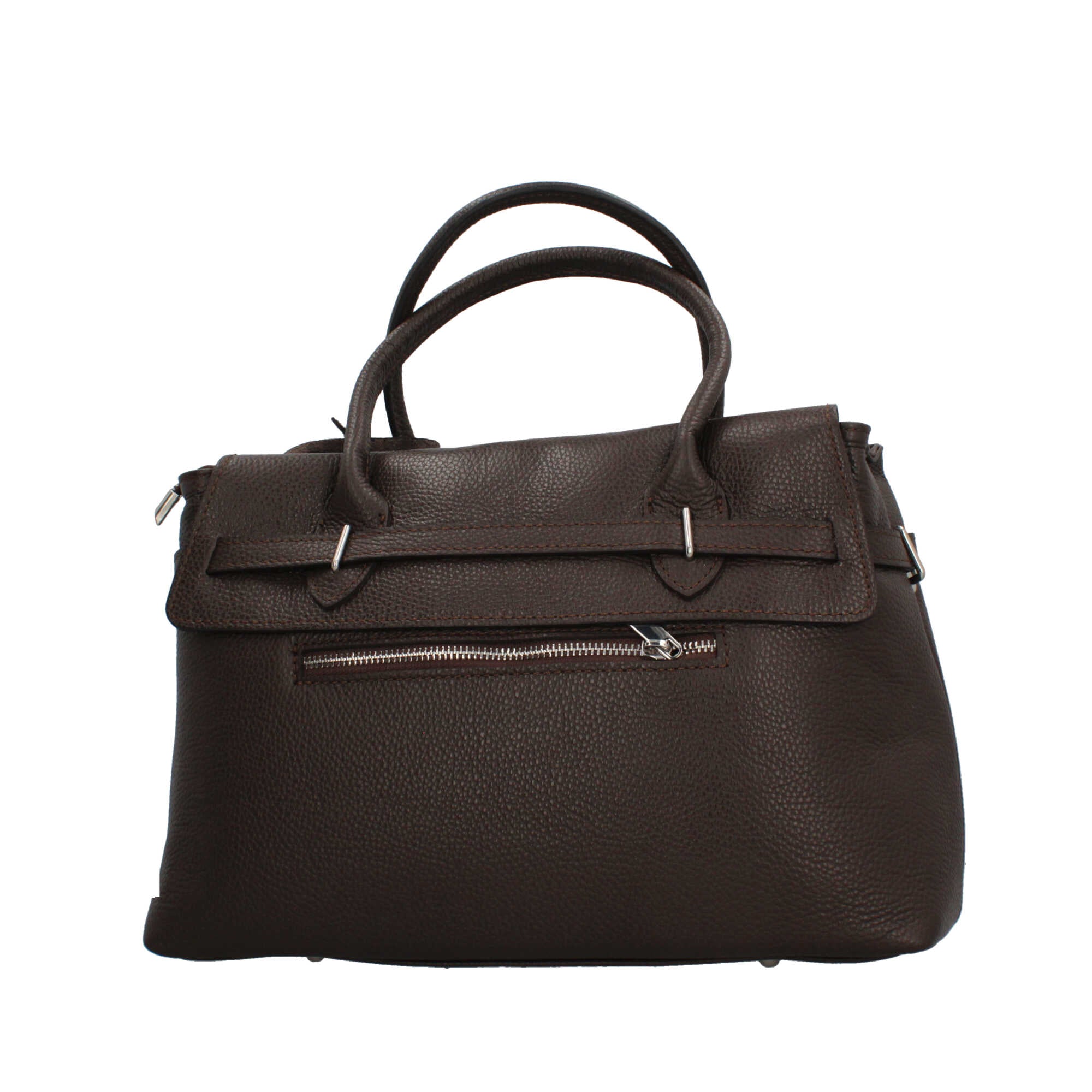 Borsa Made in Italy con manici rigidi e chiusura con dettaglio metallico Marrone TU | Giò Fashion