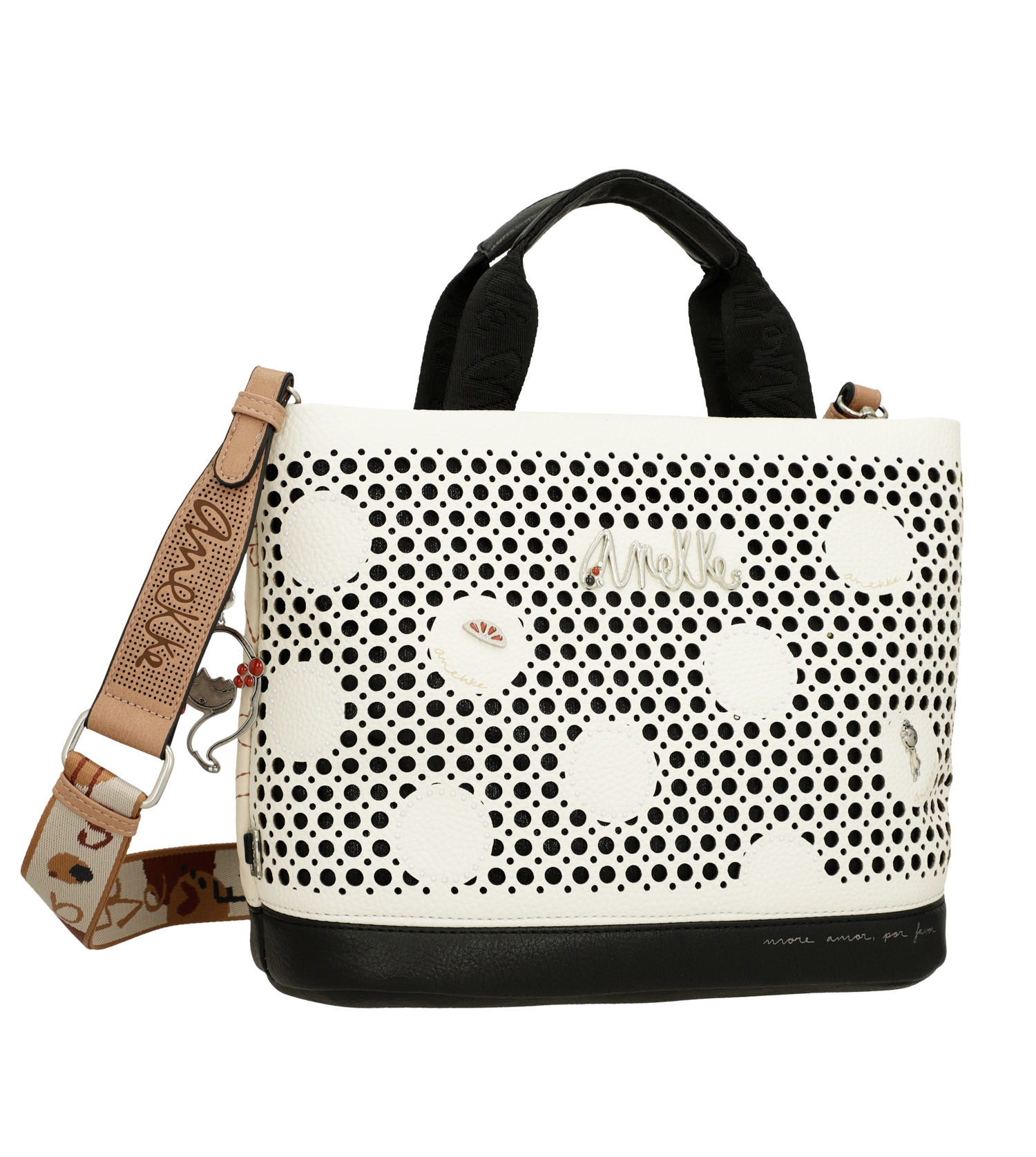 Borsa Anekke a mano con trafori e tracolla regolabile Bianco TU | Giò Fashion