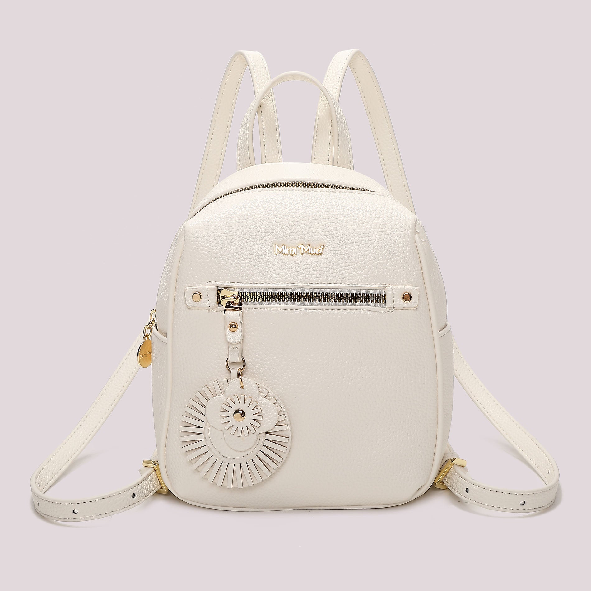 Zaino compatto donna rosso Mimi Mua con charm floreale e tasca zip