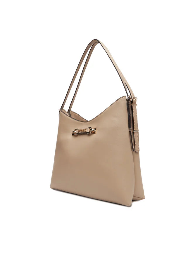 Borsa a spalla Guess con doppio manico e charm lucchetto Beige TU | Giò Fashion