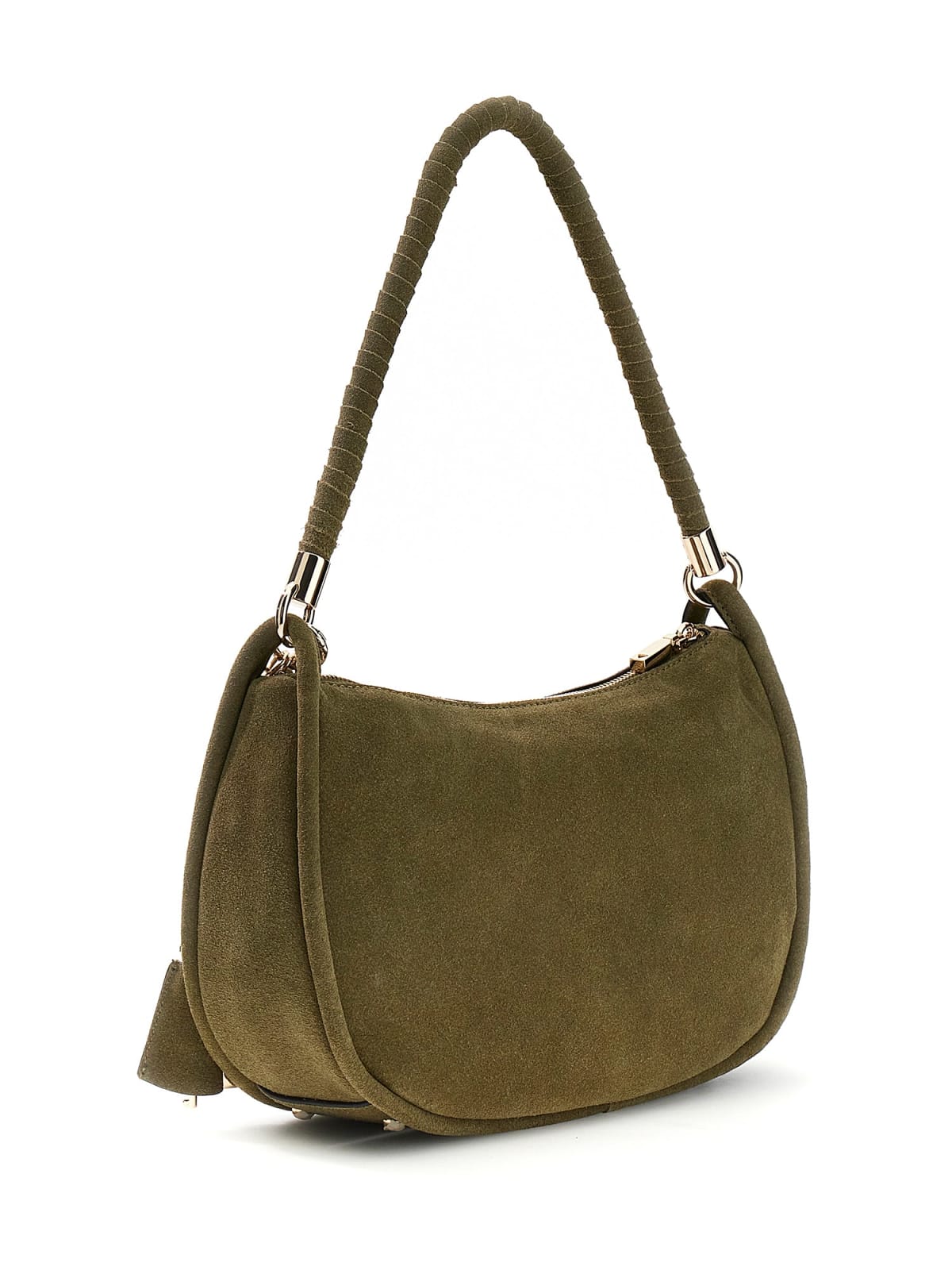 Borsa a spalla Guess donna effetto suede con logo e charm OLIVA TU | Giò Fashion