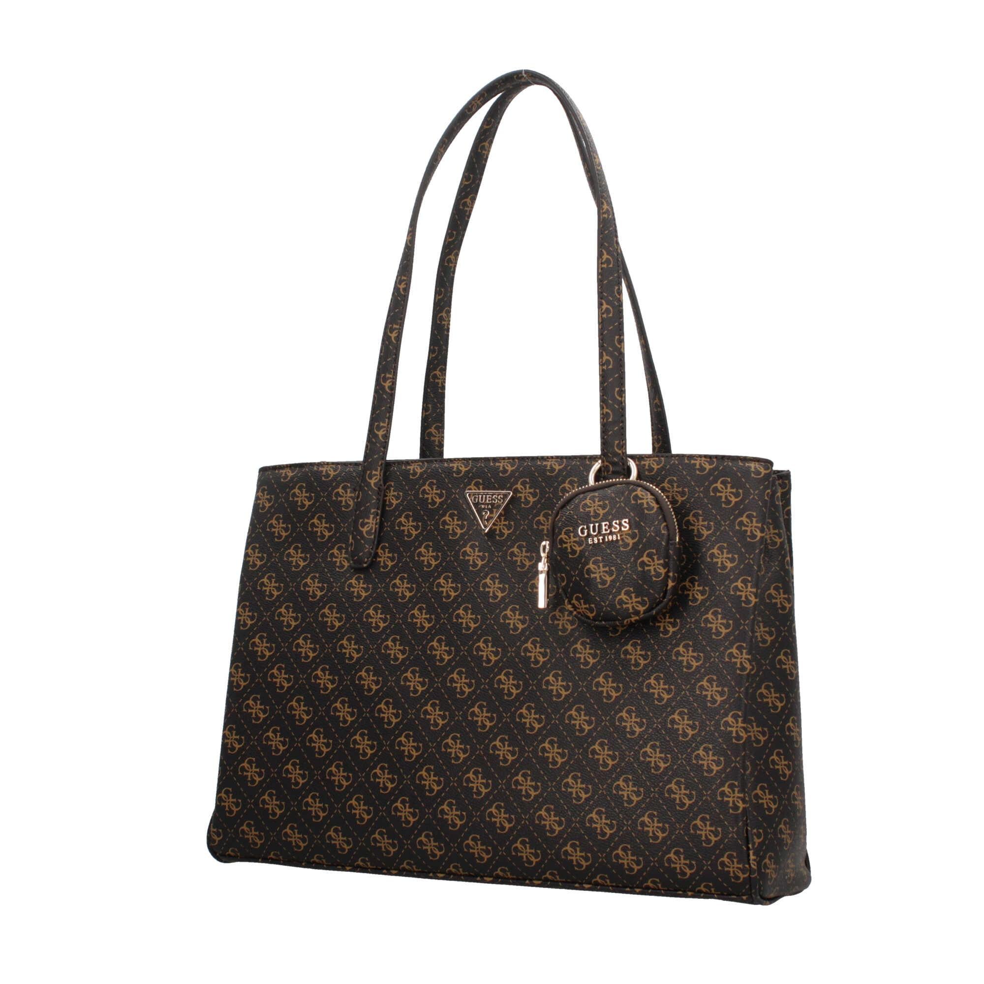 Elegante Borsa Tote Guess della Linea Monogram con Charm Rimovibile