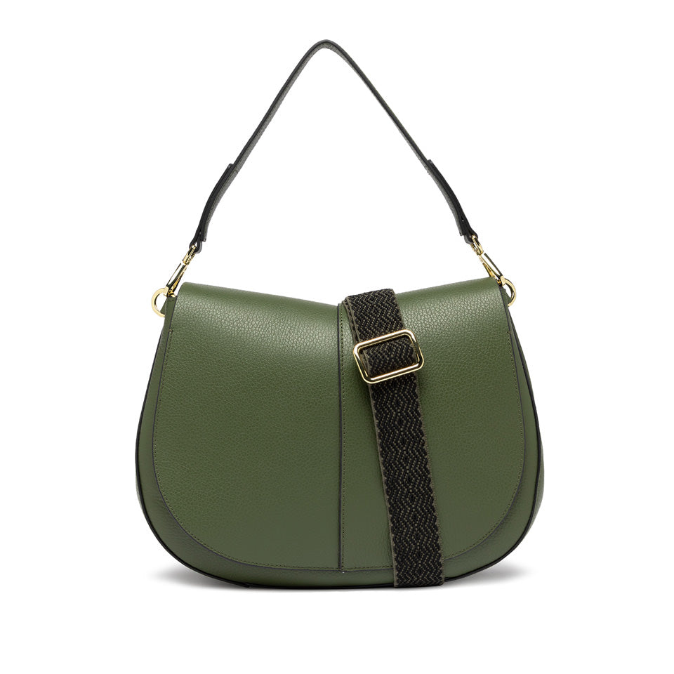 Borsa a spalla Gianni Chiarini Helena Round in pelle con doppia portabilità VERDE TU | Giò Fashion
