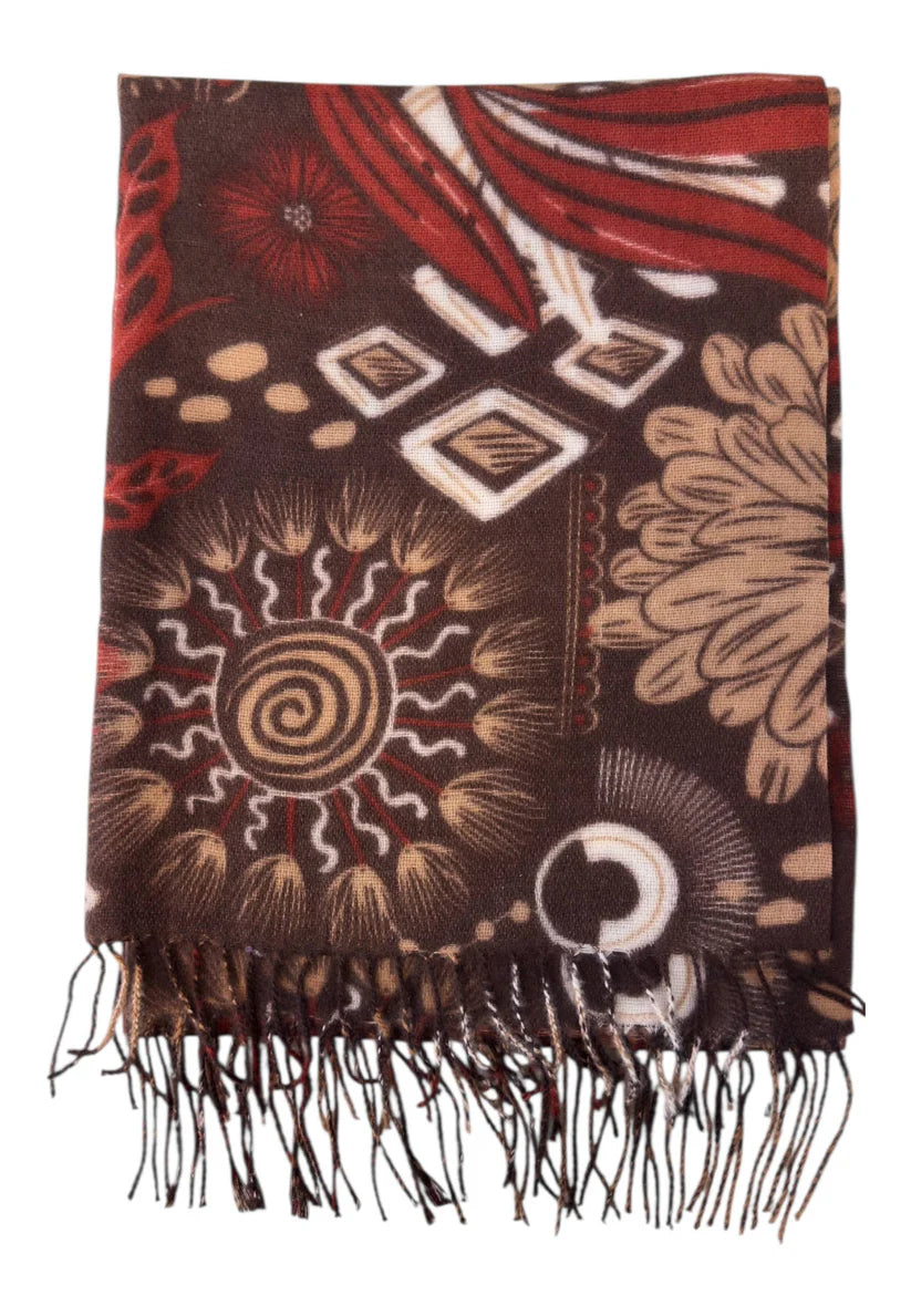 Sciarpa Y Not con frange e fantasia etnica