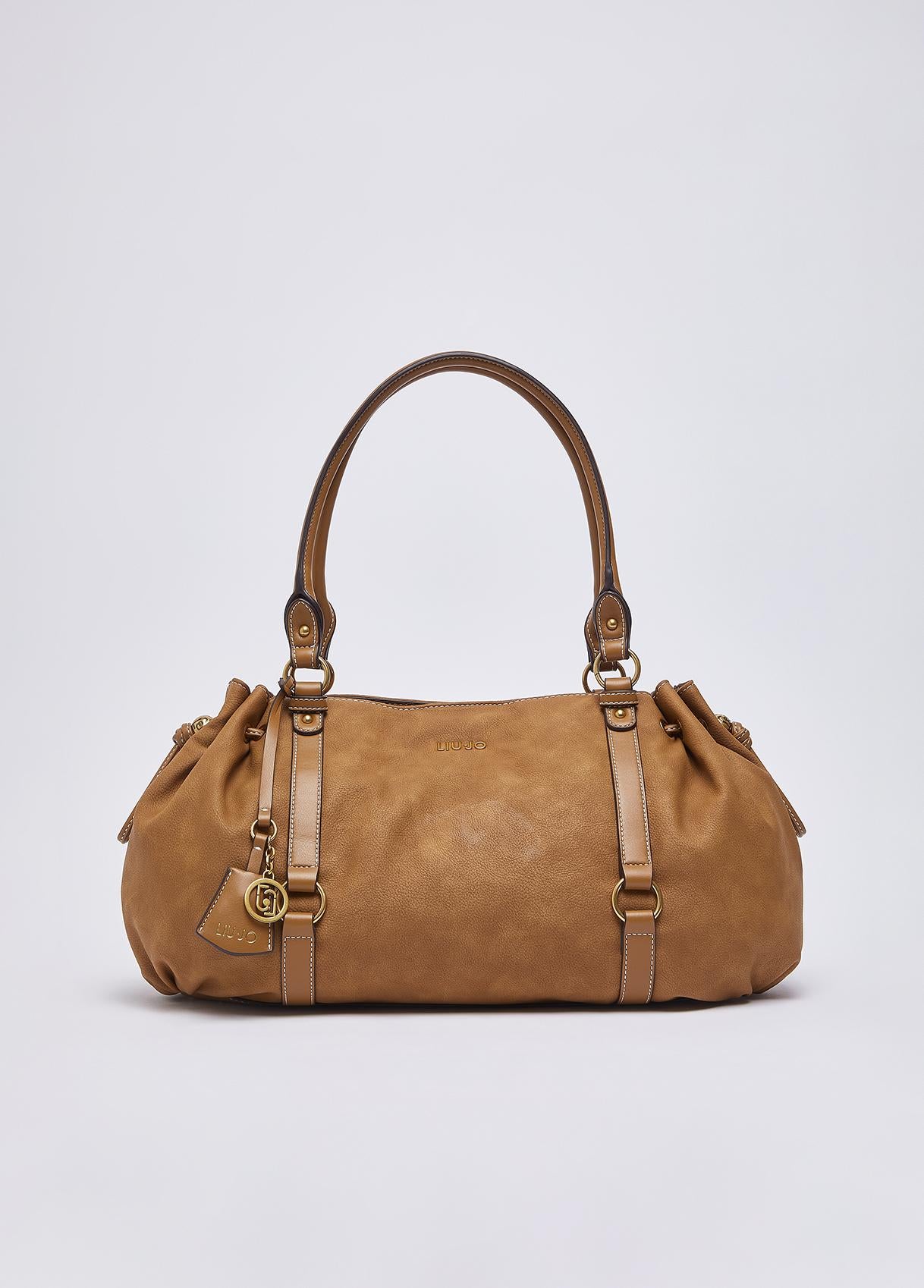 Borsa a mano Liu Jo con coulisse laterale e charm logato Cammello TU | Giò Fashion