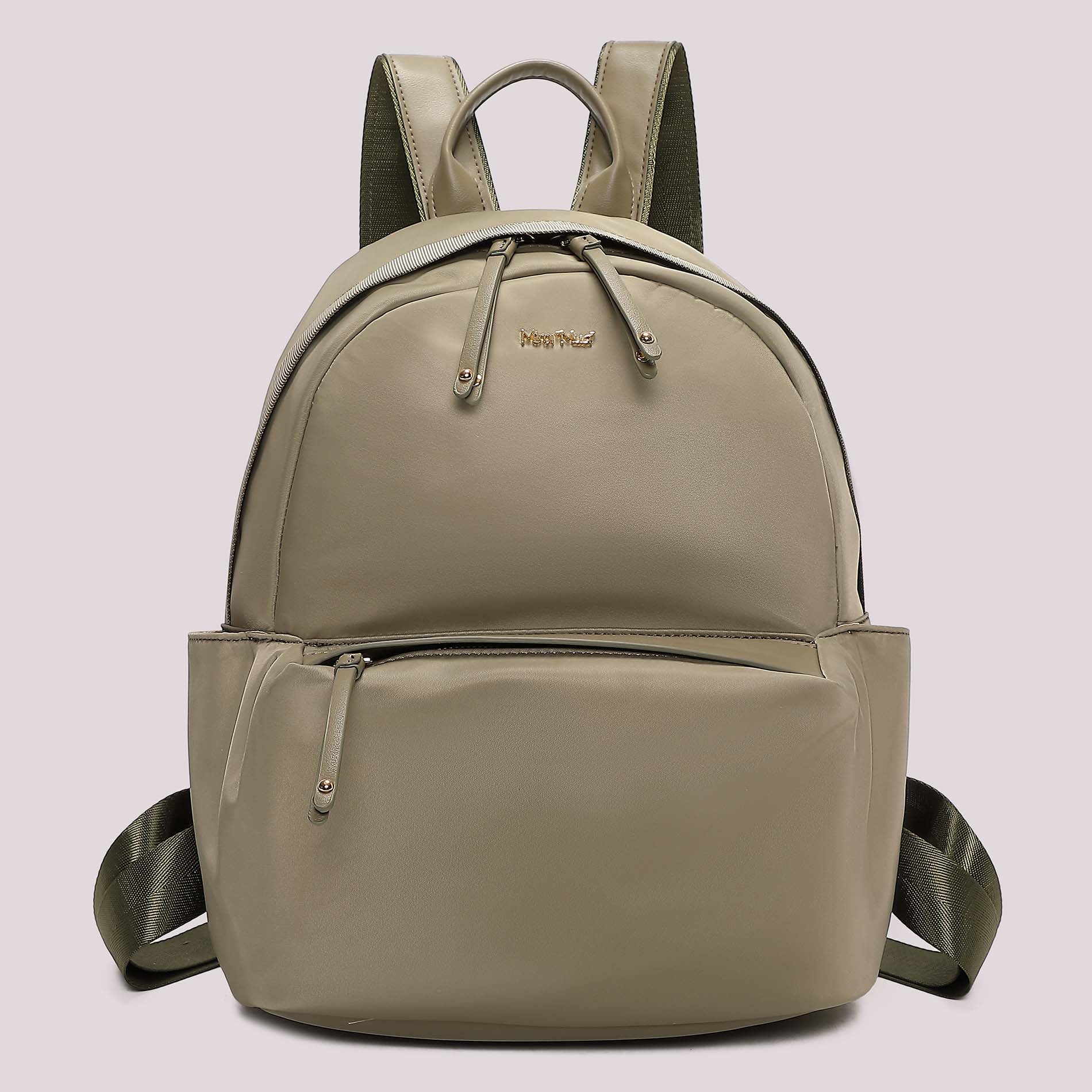 Zaino donna Mimi Mua elegante con tasca frontale e chiusura zip VERDE MILITARE TU | Giò Fashion