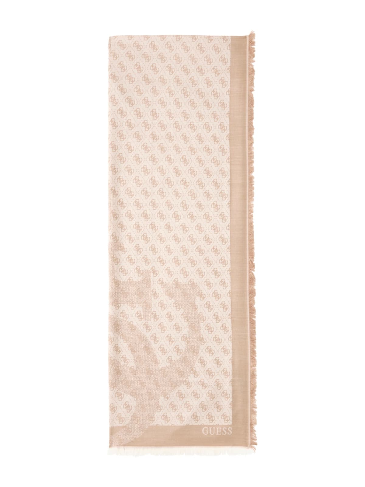 Sciarpa Guess donna logo all over con frange elegante LATTE LOGO TU | Giò Fashion
