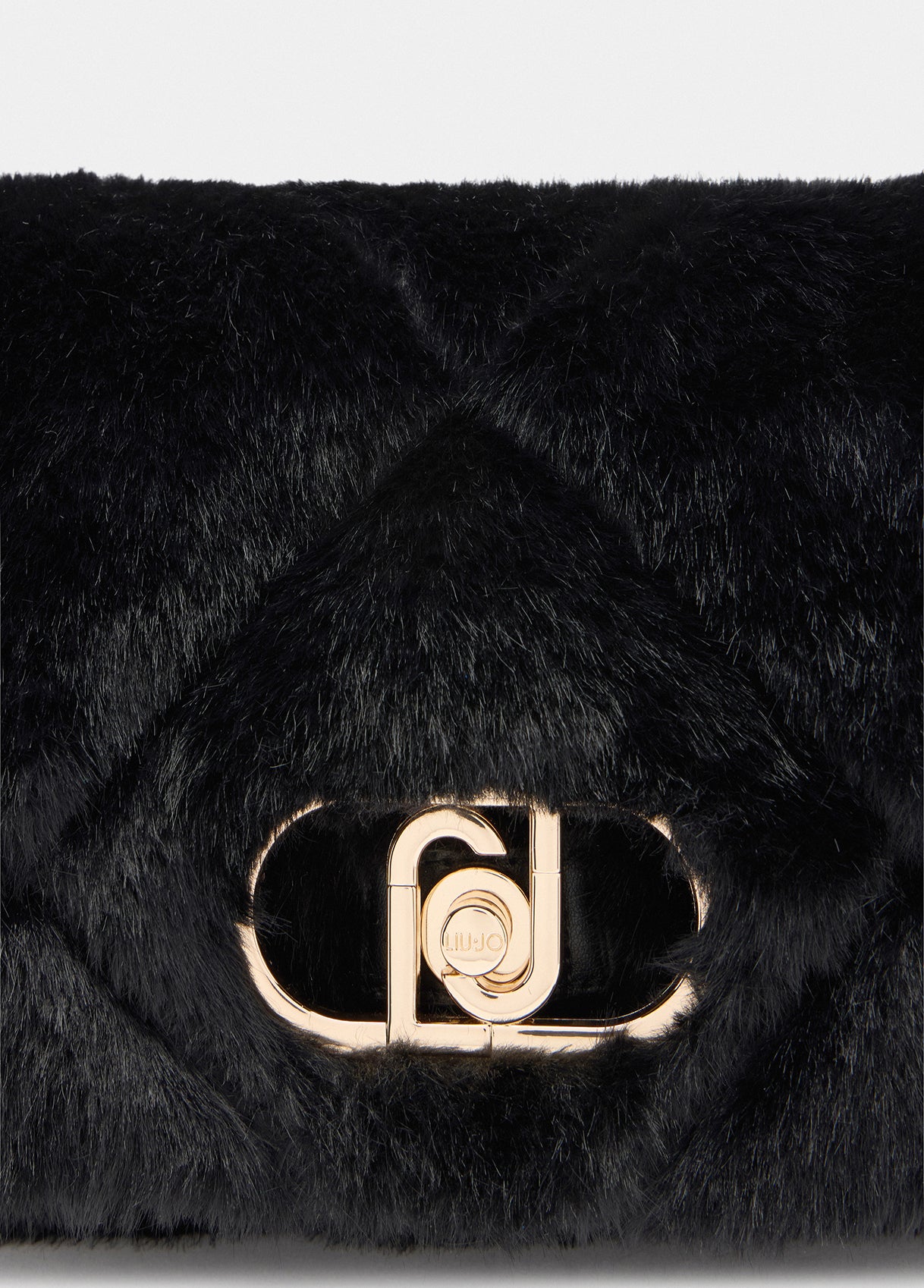 Borsa Liu Jo Puffy effetto pelliccia trapuntata con catena dorata Nero TU | Giò Fashion