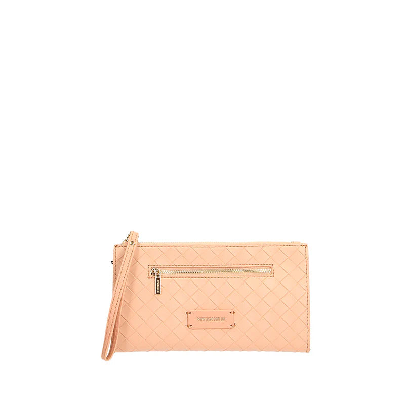 Portafoglio Vivienne D donna con zip e laccetto design elegante trapuntato Rosa TU | Giò Fashion