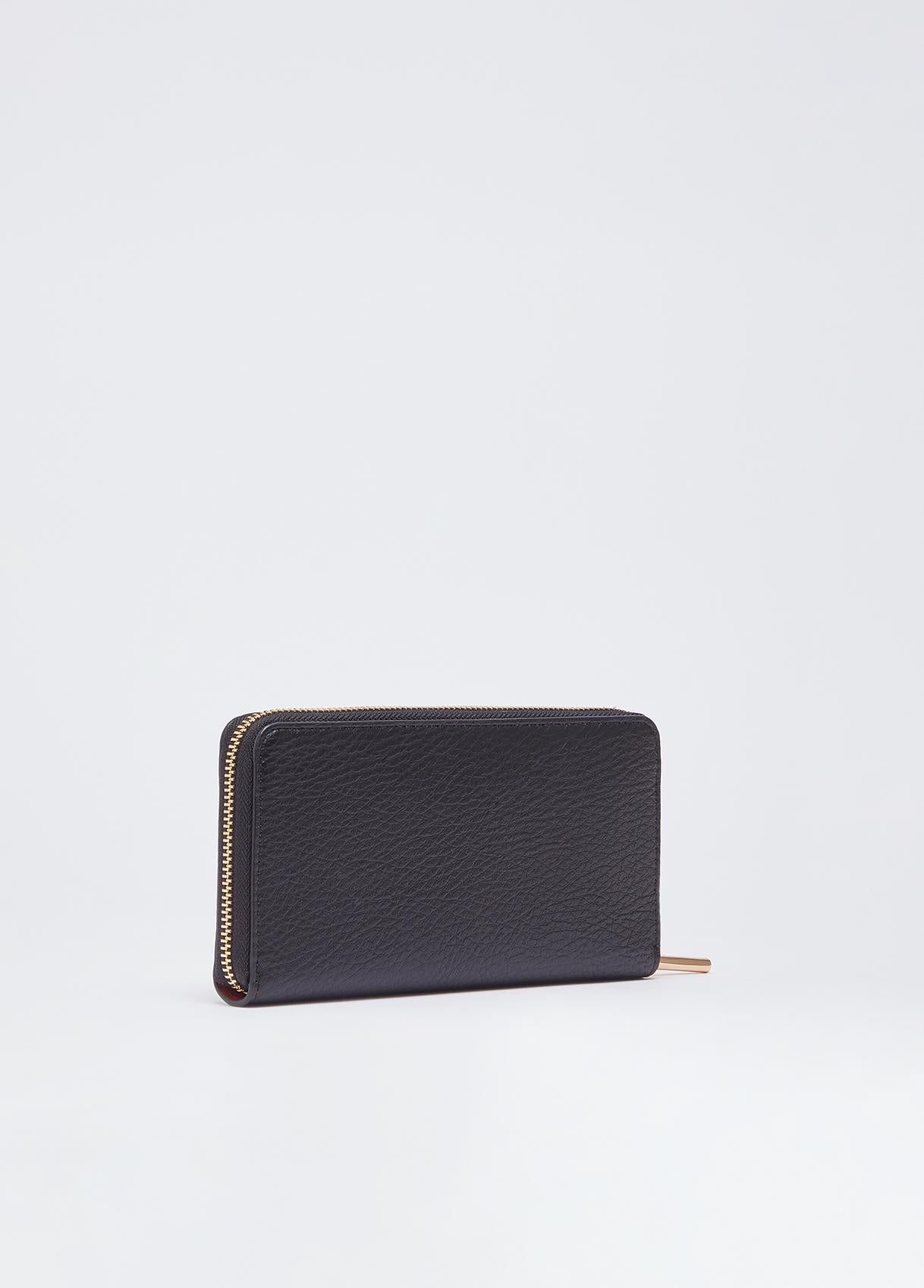Portafoglio Liu Jo zip around grande elegante donna effetto martellato NERO TU | Giò Fashion