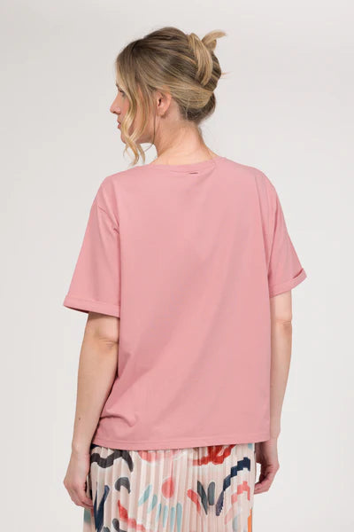 Anekke t shirt donna con logo frontale decorativo stile casual femminile Rosa S/M | Giò Fashion