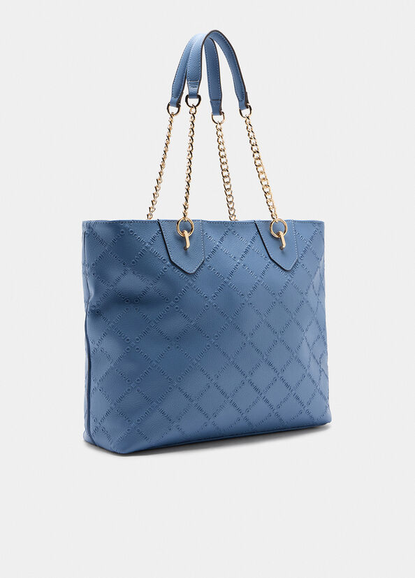 Shopper Liu Jo con manici a catena e logo in rilievo DENIM TU | Giò Fashion