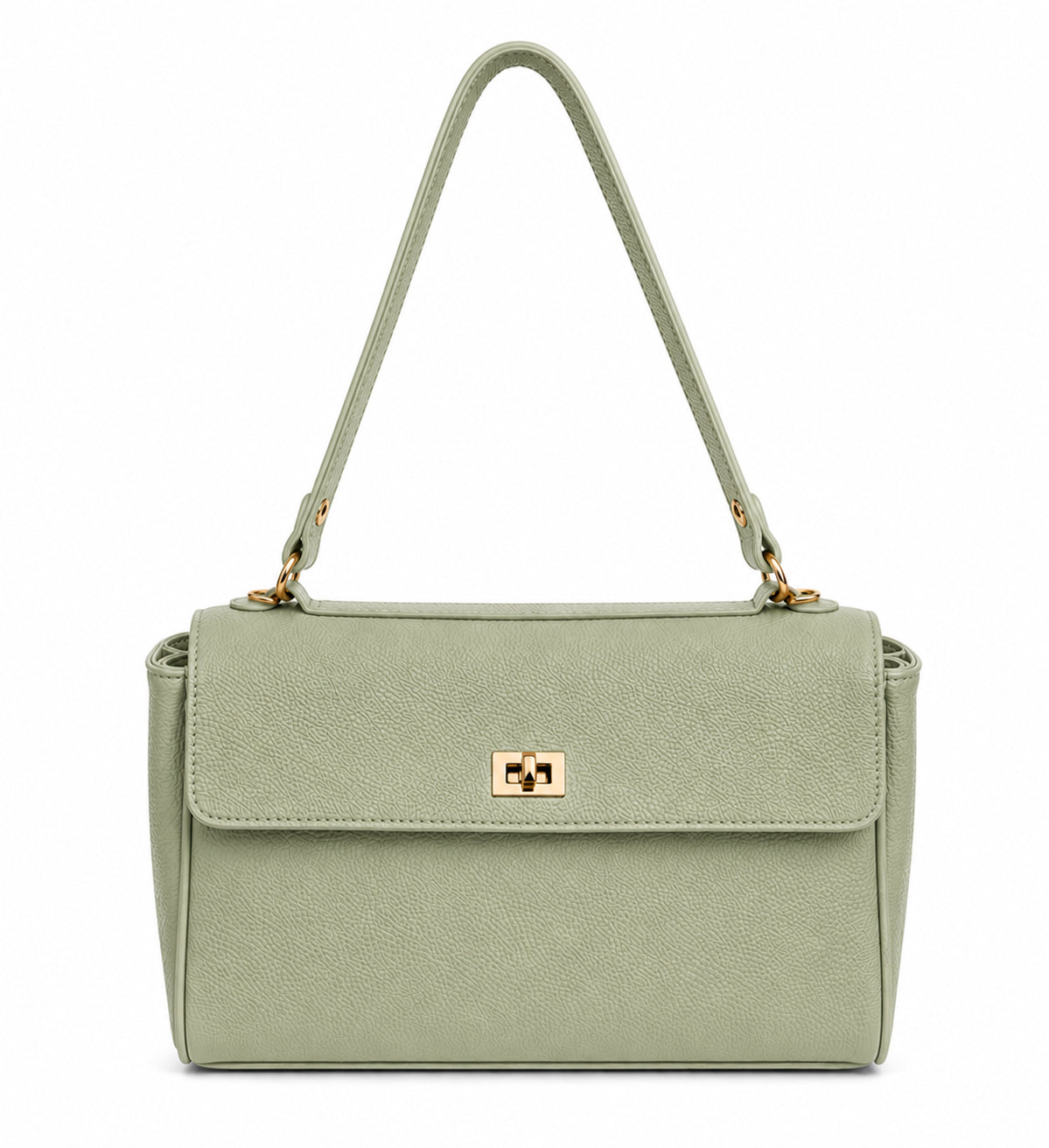 Borsa a Spalla Vera Pelle Donna con Patta e Chiusura Girevole