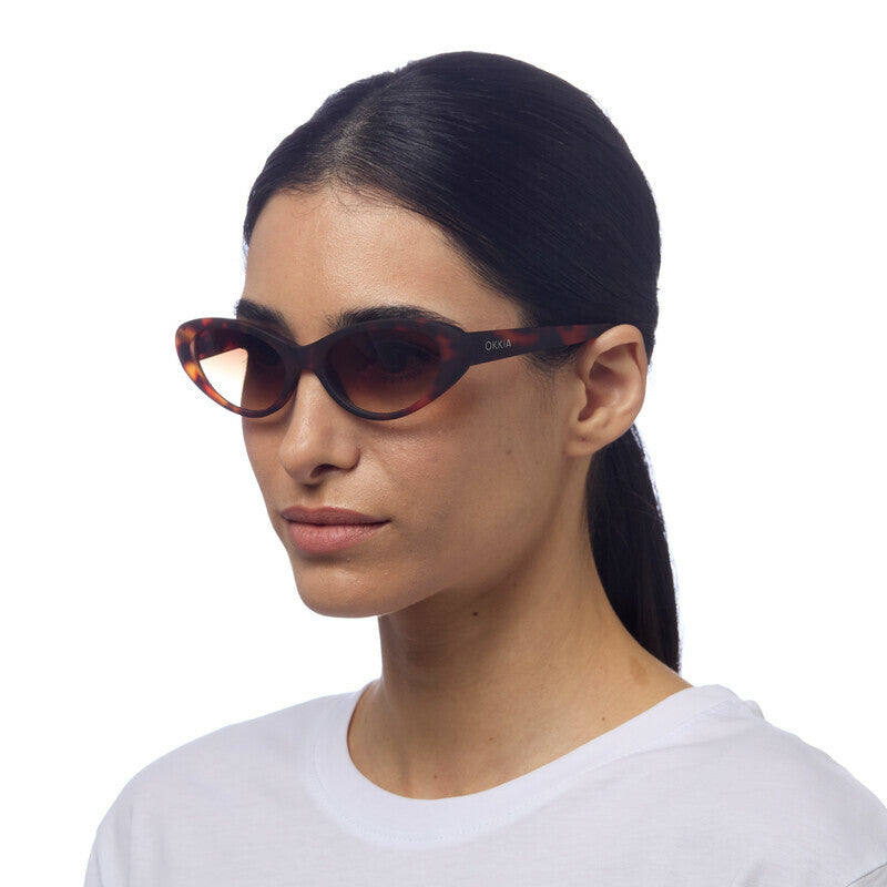 OKKIA Lina Occhiali da Sole Donna Small Cat Eye con Lenti Sfumate e Protezione UV400