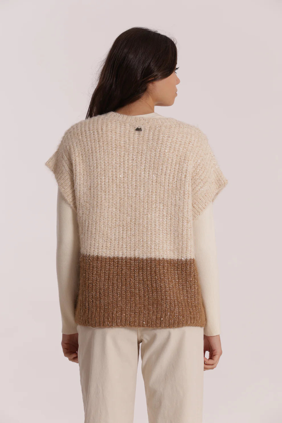 Gilet Mimi Mua donna bicolor lavorazione maglia