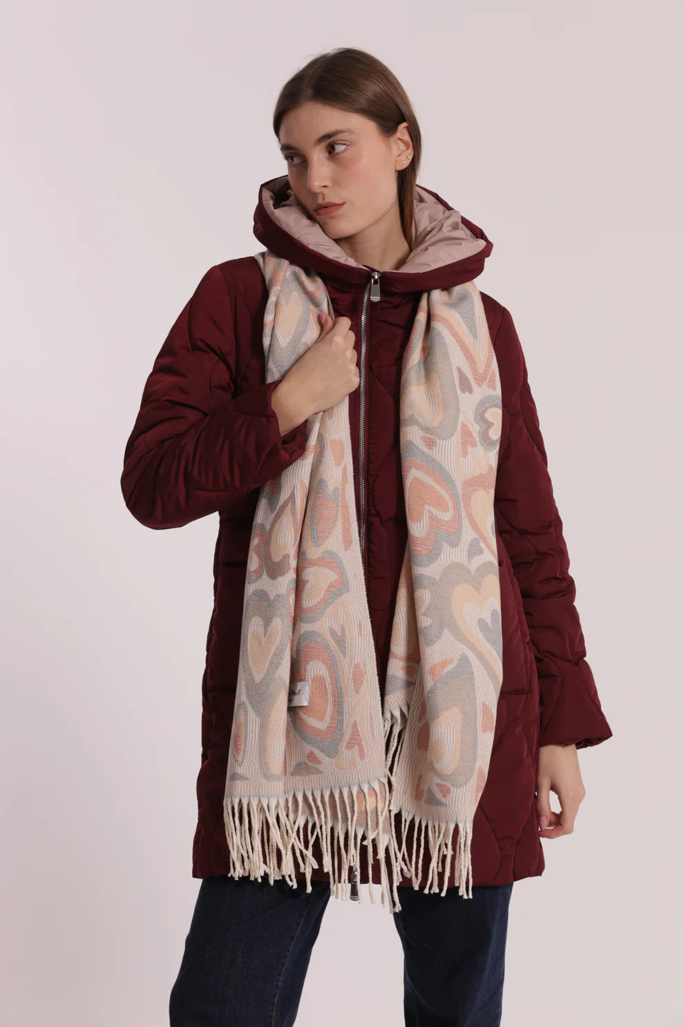 Sciarpa donna Mimi Mua con frange e fantasia romantica