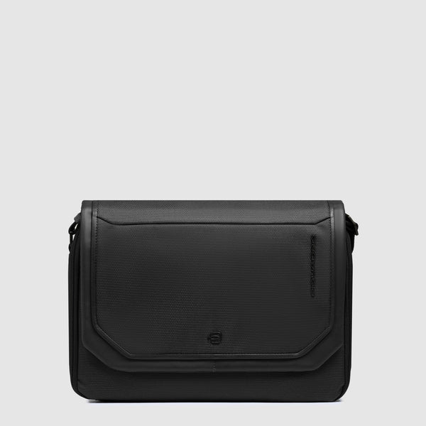 Borsa a tracolla Piquadro in pelle e tessuto porta iPad con tasche organizzate NERO TU | Giò Fashion