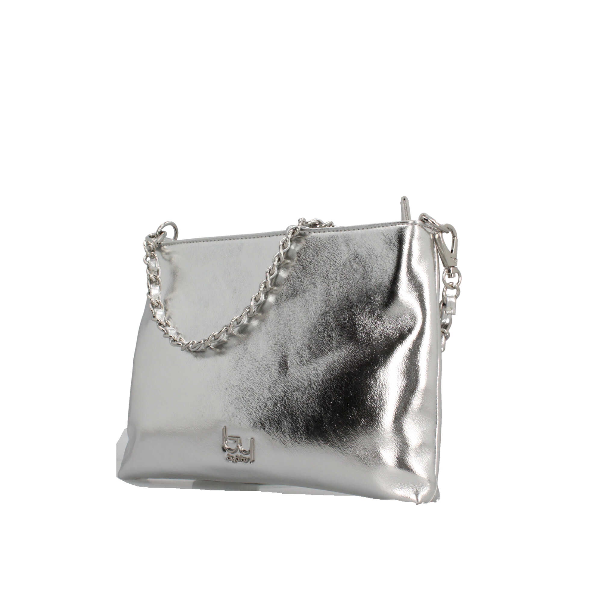 Borsa By Byblos a tracolla con catena dorata e logo frontale Grigio TU | Giò Fashion