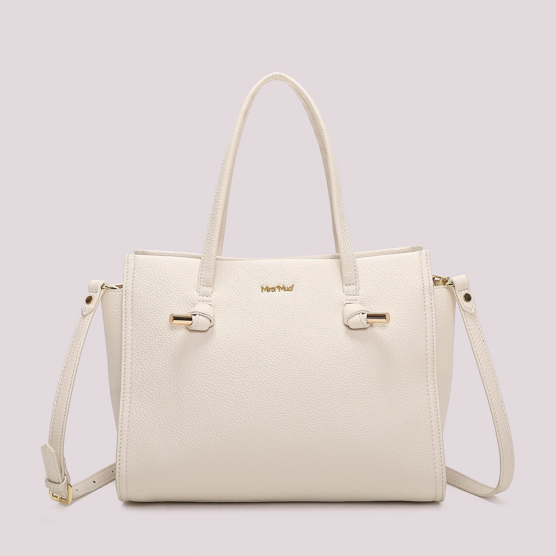 Borsa tote donna beige Mimi Mua con doppi manici e tracolla PANNA TU | Giò Fashion