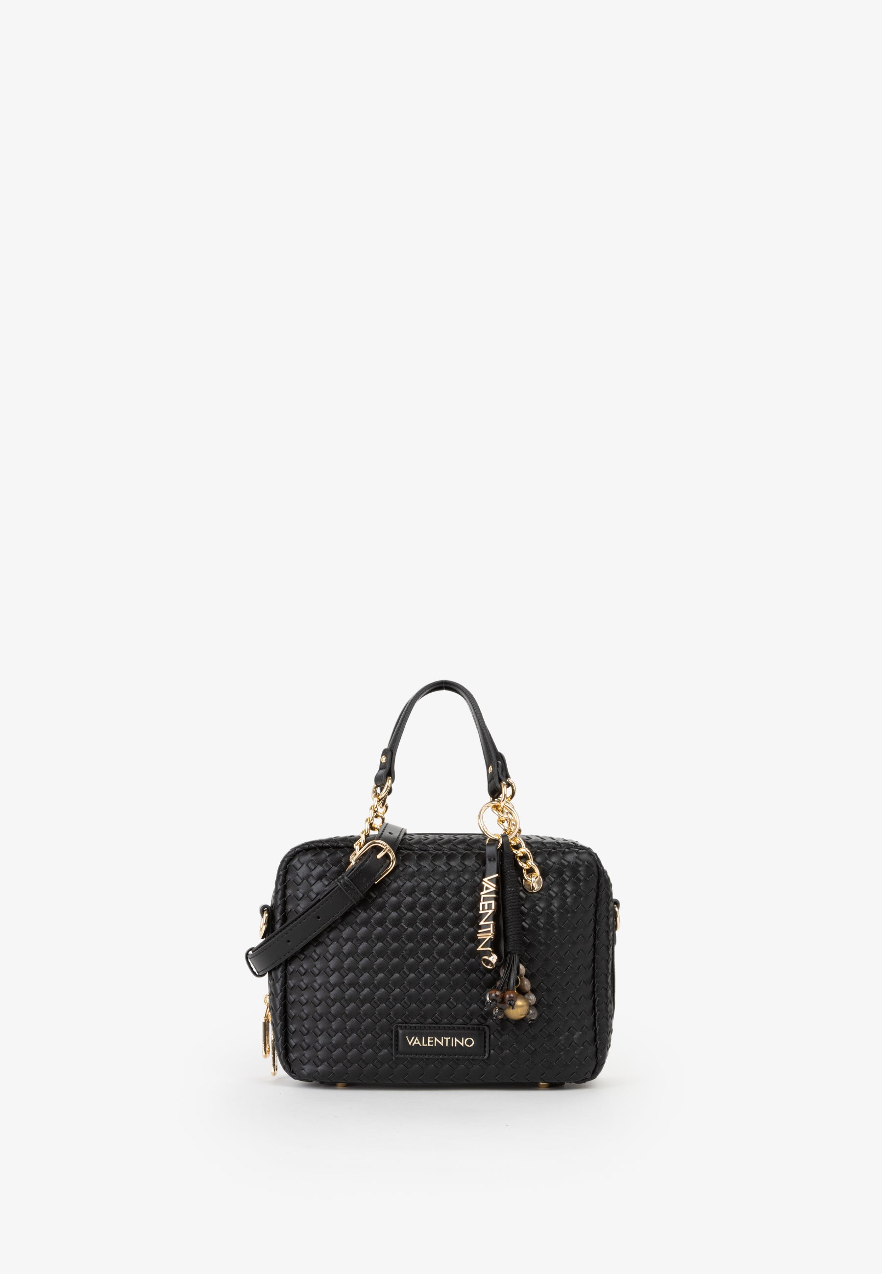 Borsa bauletto donna Mario Valentino intrecciata con tracolla regolabile e dettagli gioiello Nero TU | Giò Fashion