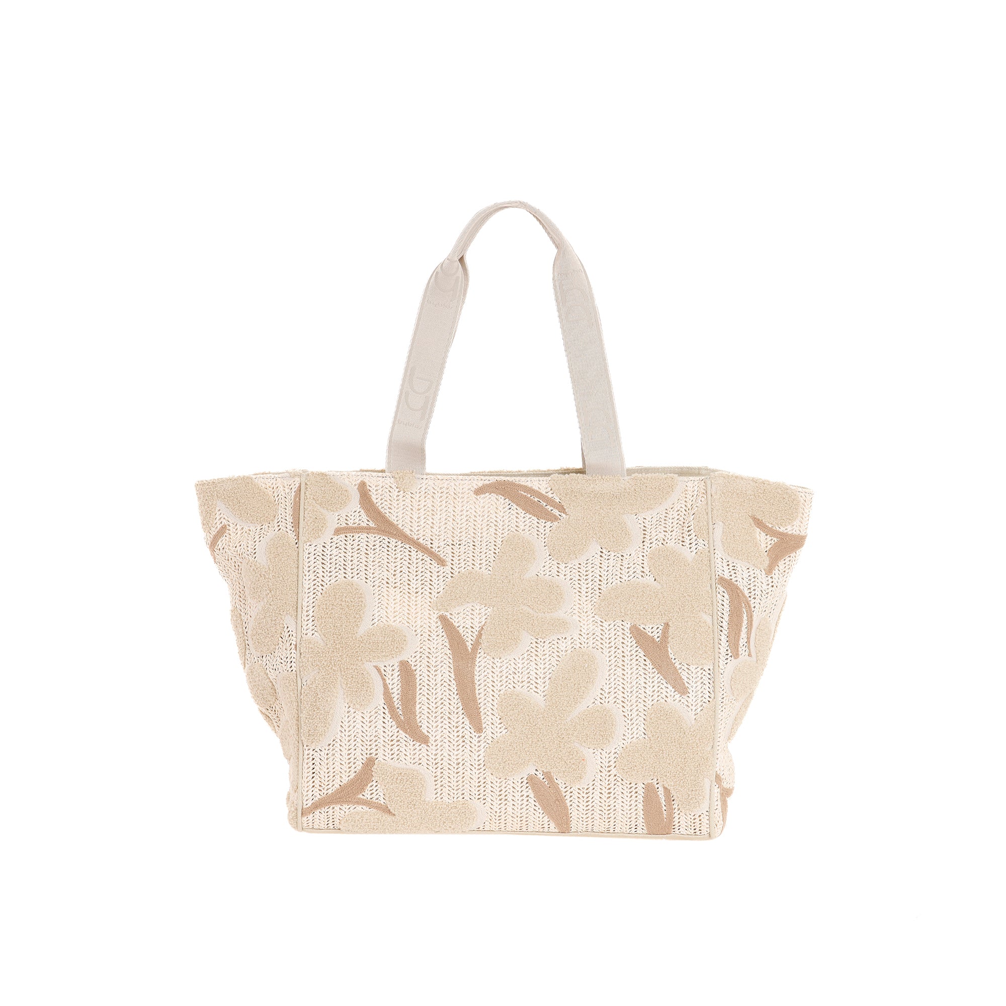 Borsa shopping Byblos donna in tessuto con fantasia floreale e manici a spalla Beige TU | Giò Fashion