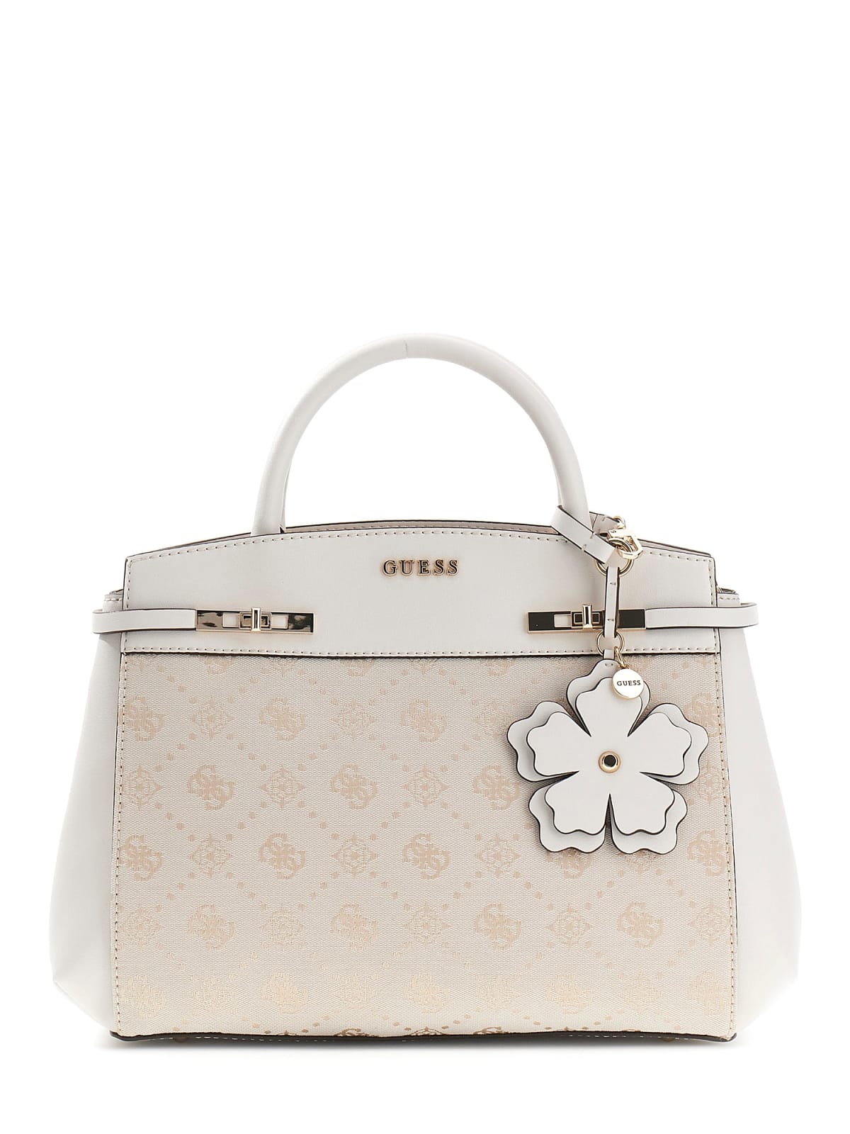 Portafoglio Guess donna con stampa logo all over e dettagli metallici BIANCA LOGO TU | Giò Fashion