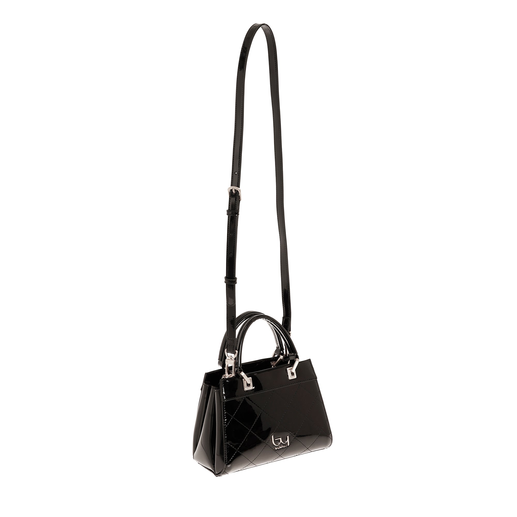 Borsa a mano Byblos donna vernice trapuntata con doppio manico e tracolla Nero TU | Giò Fashion
