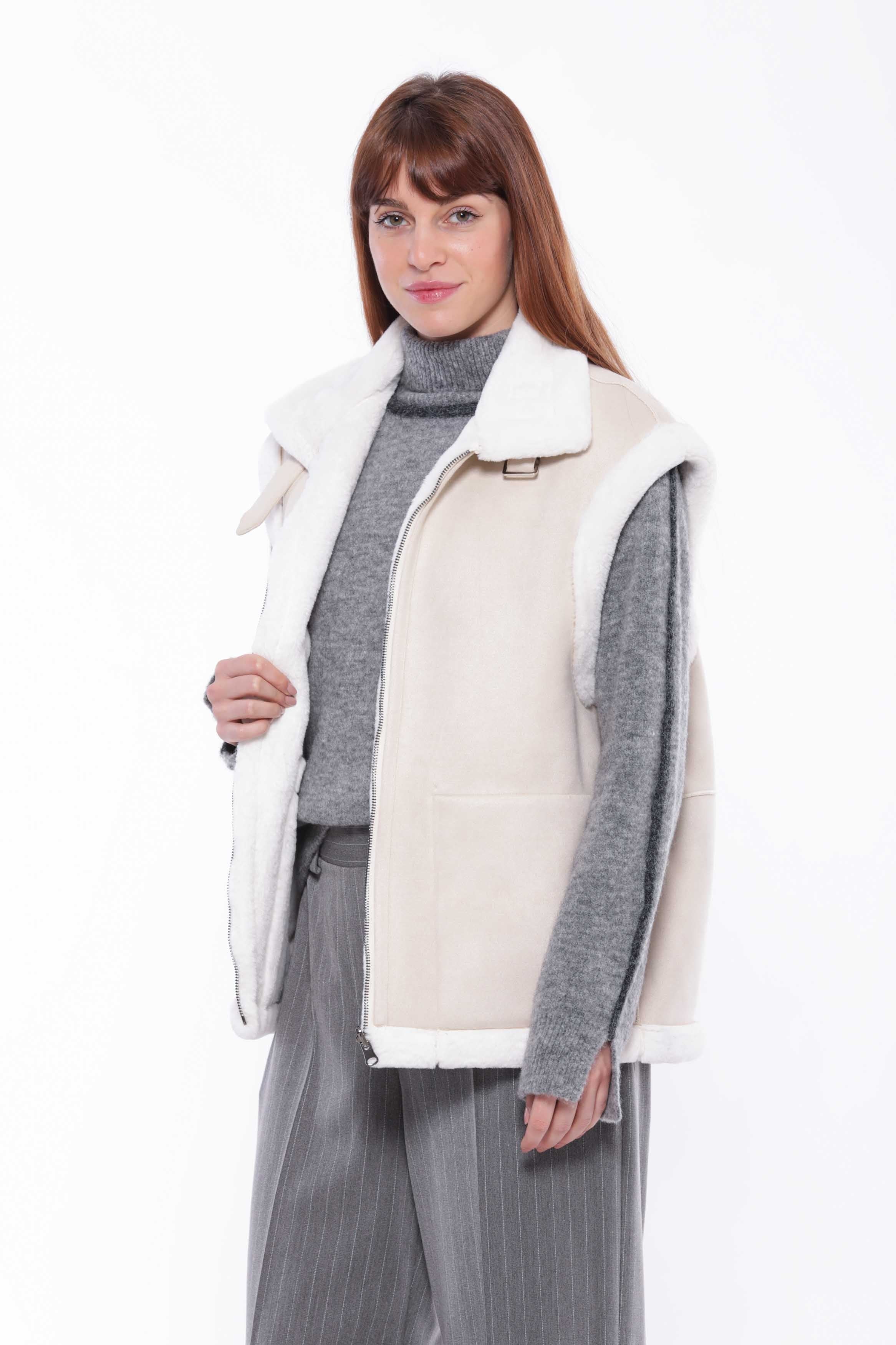 Gilet in ecopelliccia con collo ampio Mimi Mua