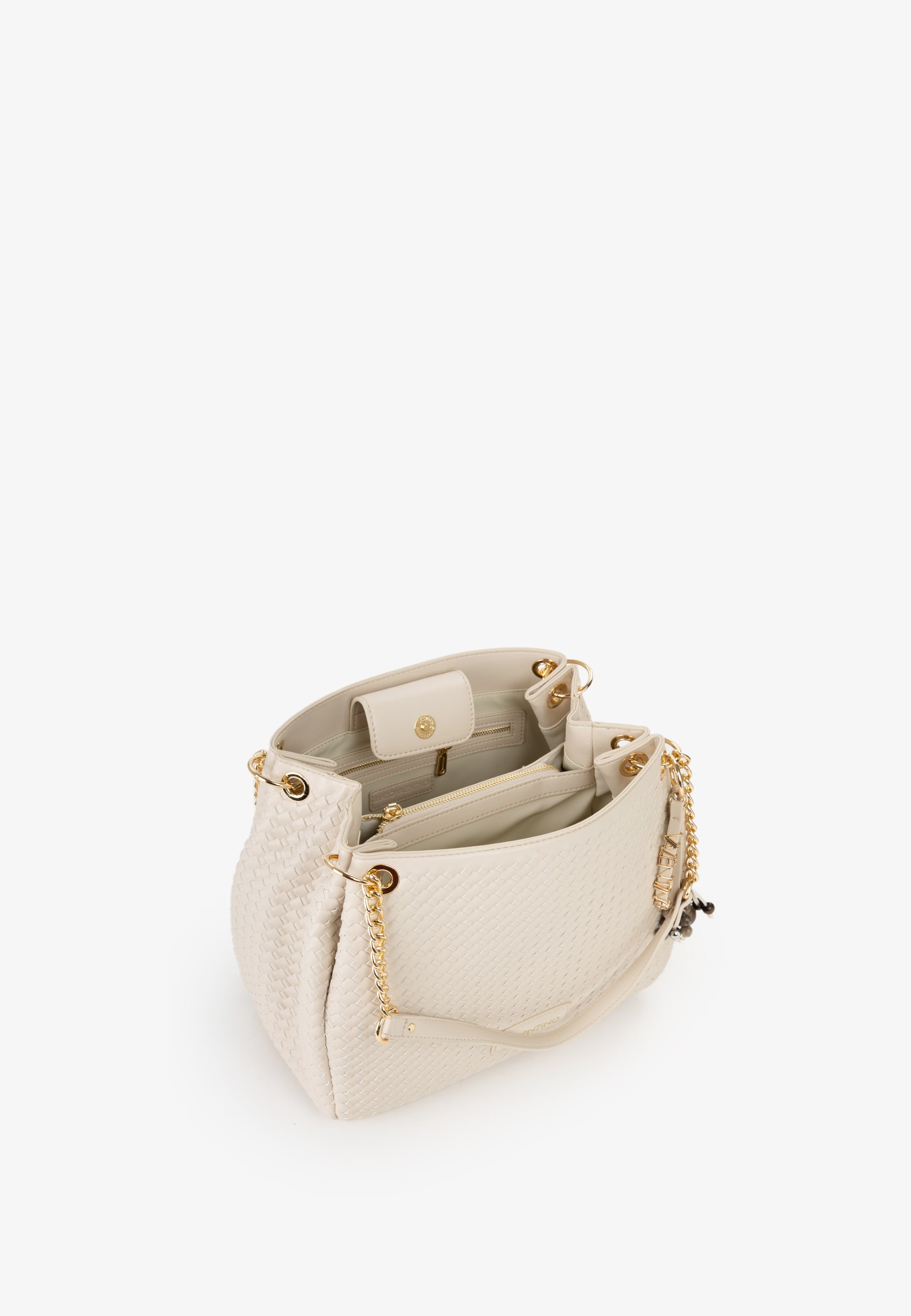 Borsa a spalla donna Mario Valentino intreccio elegante con catena e tracolla regolabile ECRU TU | Giò Fashion