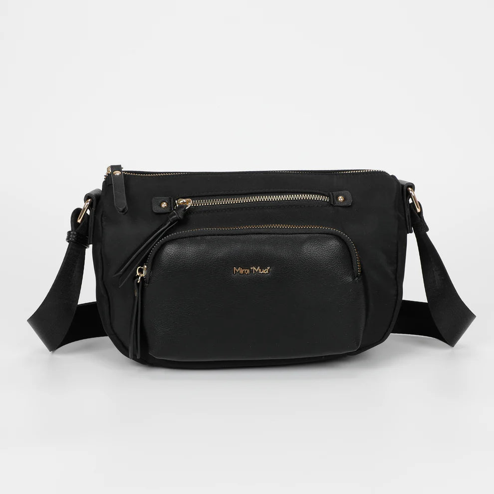 Mimi Mua borsa a tracolla con tasche frontali NERO TU | Giò Fashion