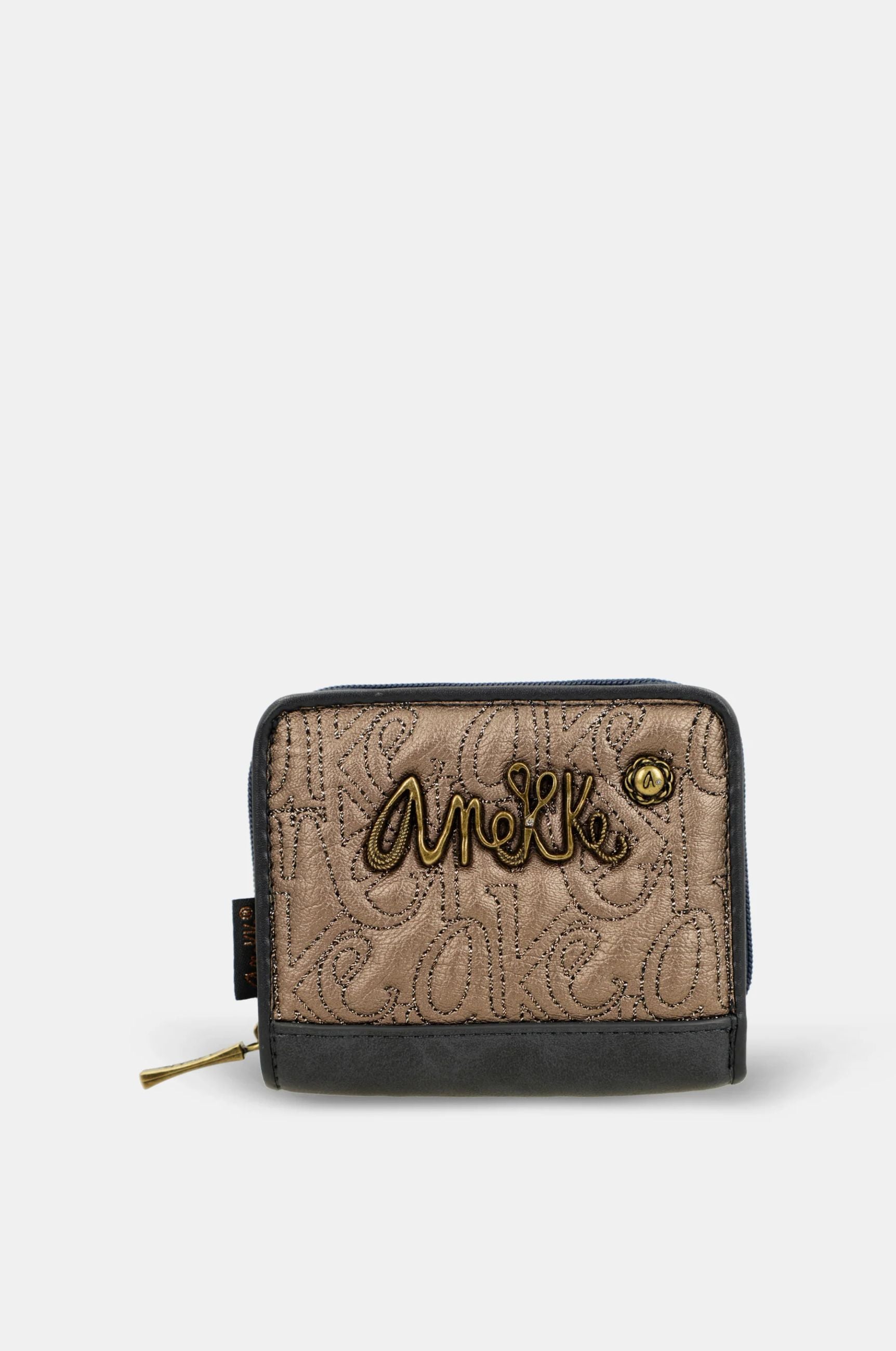 Portafoglio Anekke Contemporary compatto con ricamo logo BLU TU | Giò Fashion