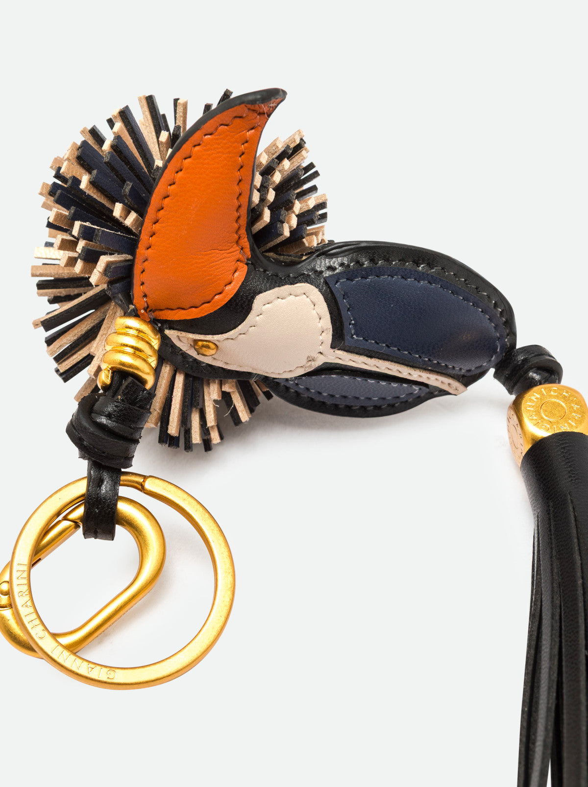 Charm Portachiavi Gianni Chiarini Tucano in Vera Pelle con Moschettone Logato