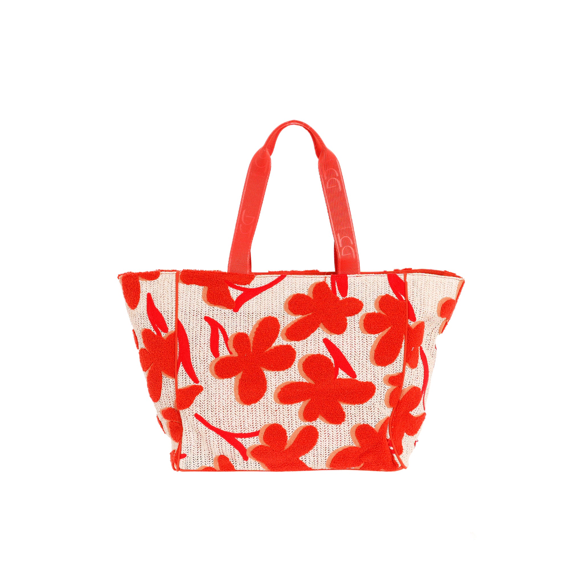 Borsa shopping Byblos donna in tessuto con fantasia floreale e manici a spalla Arancione TU | Giò Fashion