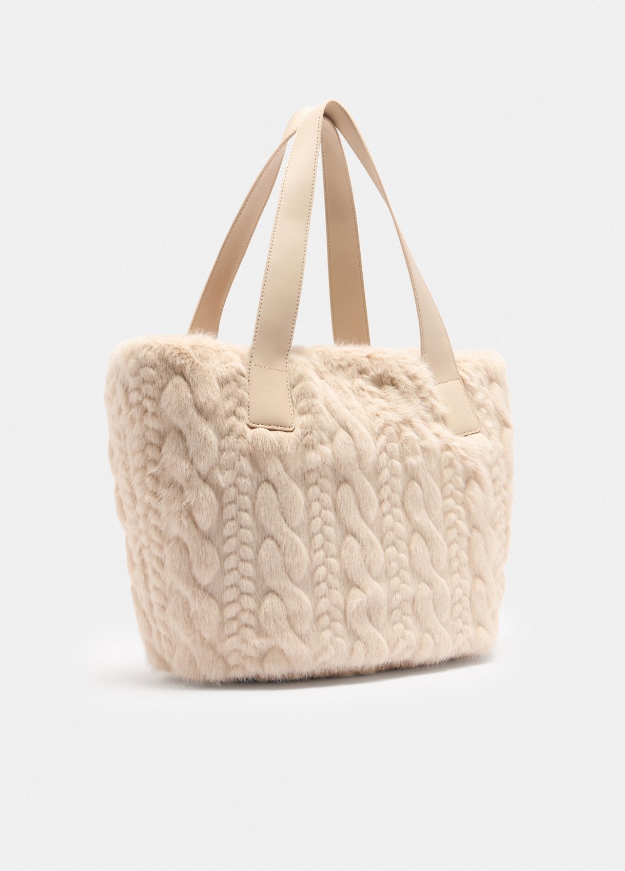 Borsa shopper Liu Jo in pelliccia effetto lavorato Beige TU | Giò Fashion