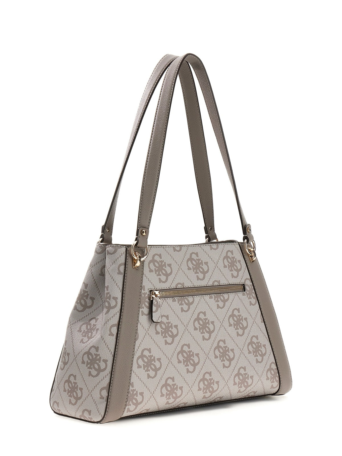 Borsa a spalla Guess donna con stampa logo all over e dettagli effetto pelle LATTE LOGO/MARRONE TU | Giò Fashion