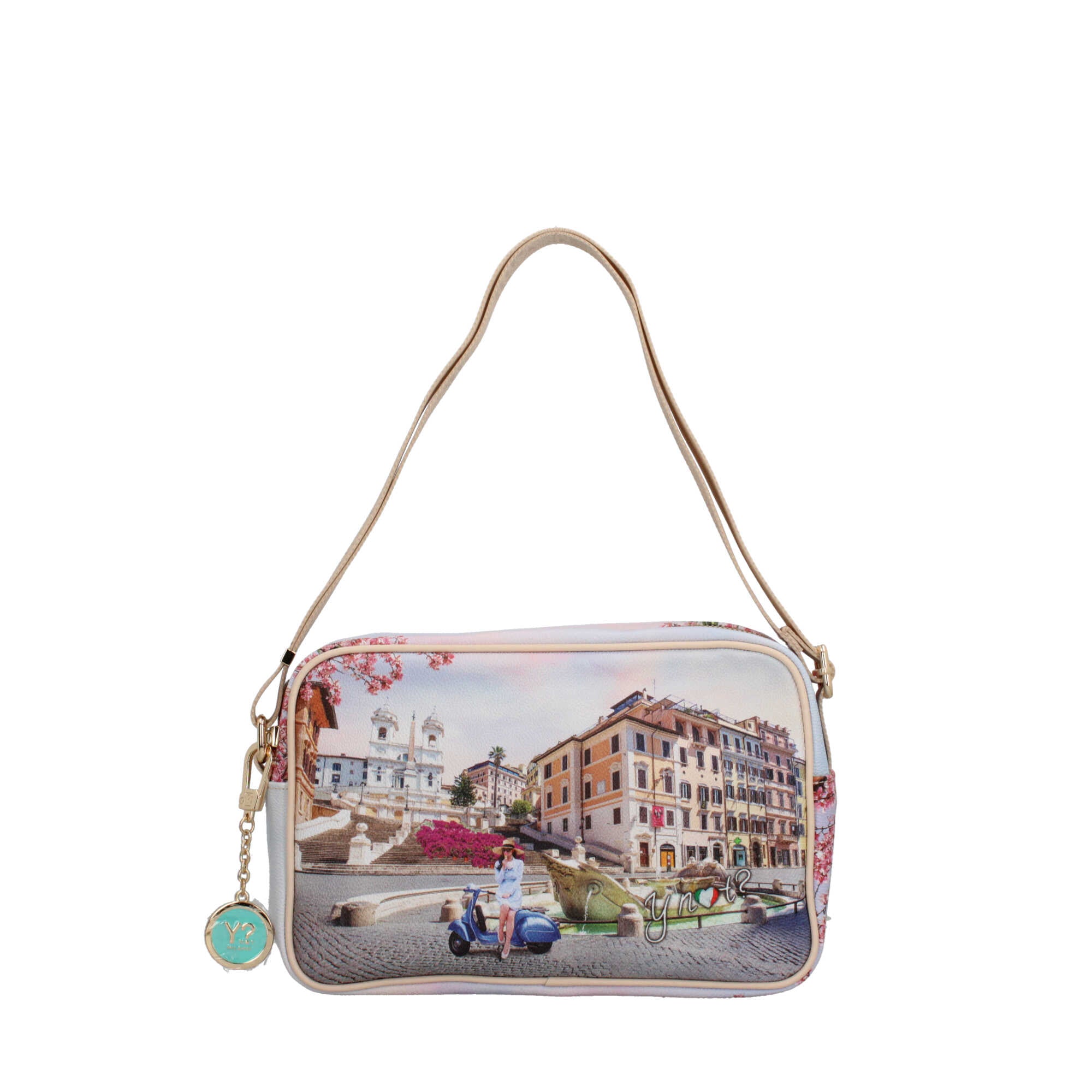 Borsa a tracolla YNot con stampa artistica e chiusura zip