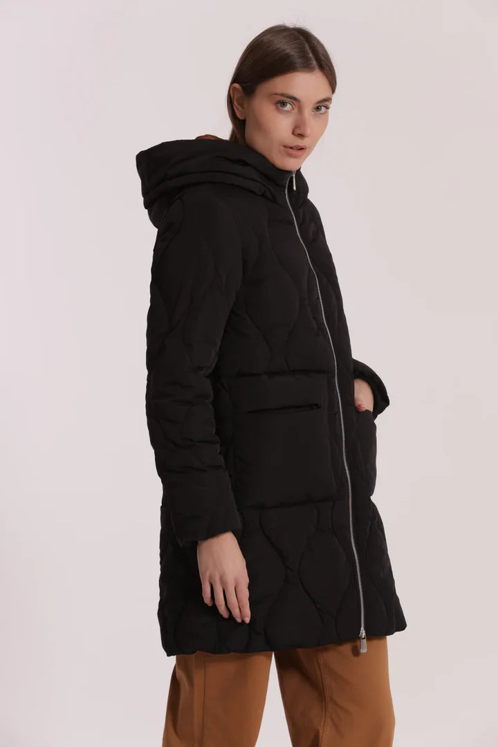 Piumino lungo Mimi Mua con cappuccio