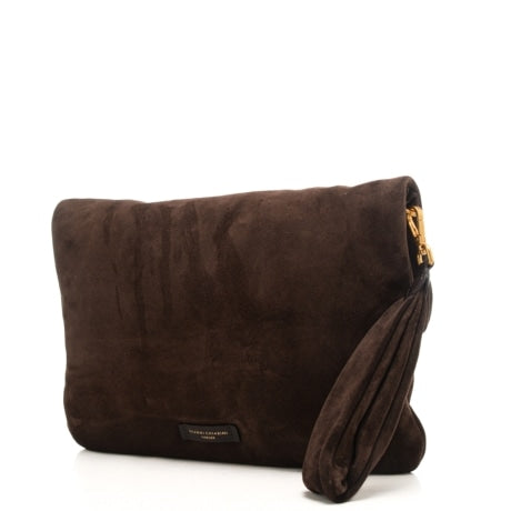 Borsa a tracolla Gianni Chiarini in suede con patta e tracolla intrecciata