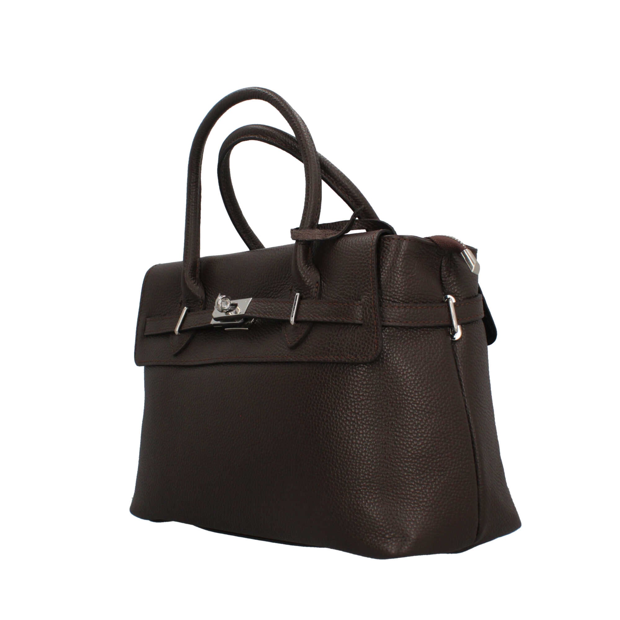 Borsa Made in Italy con manici rigidi e chiusura con dettaglio metallico Marrone TU | Giò Fashion