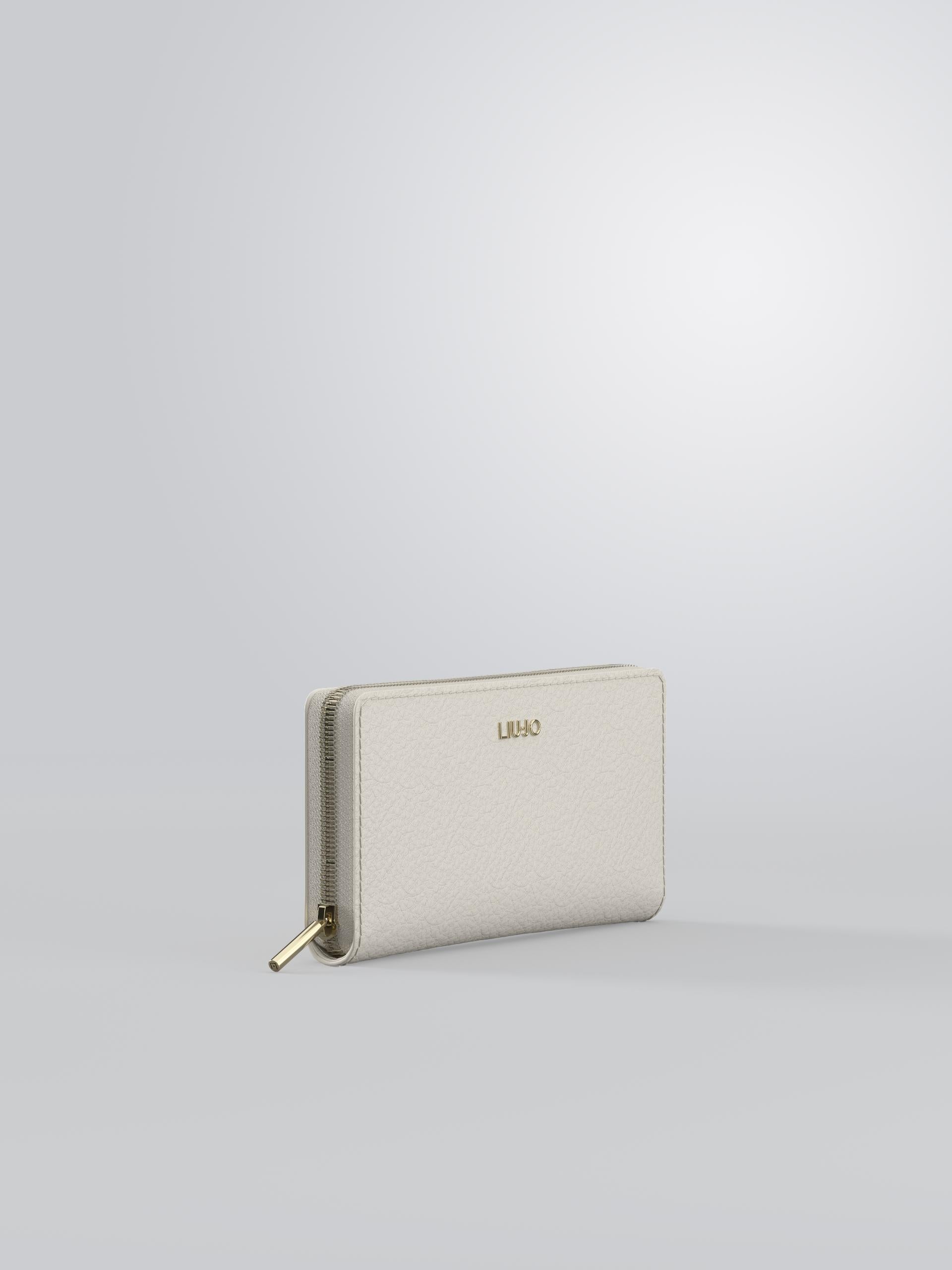Portafoglio Liu Jo zip around grande elegante donna effetto martellato Beige TU | Giò Fashion