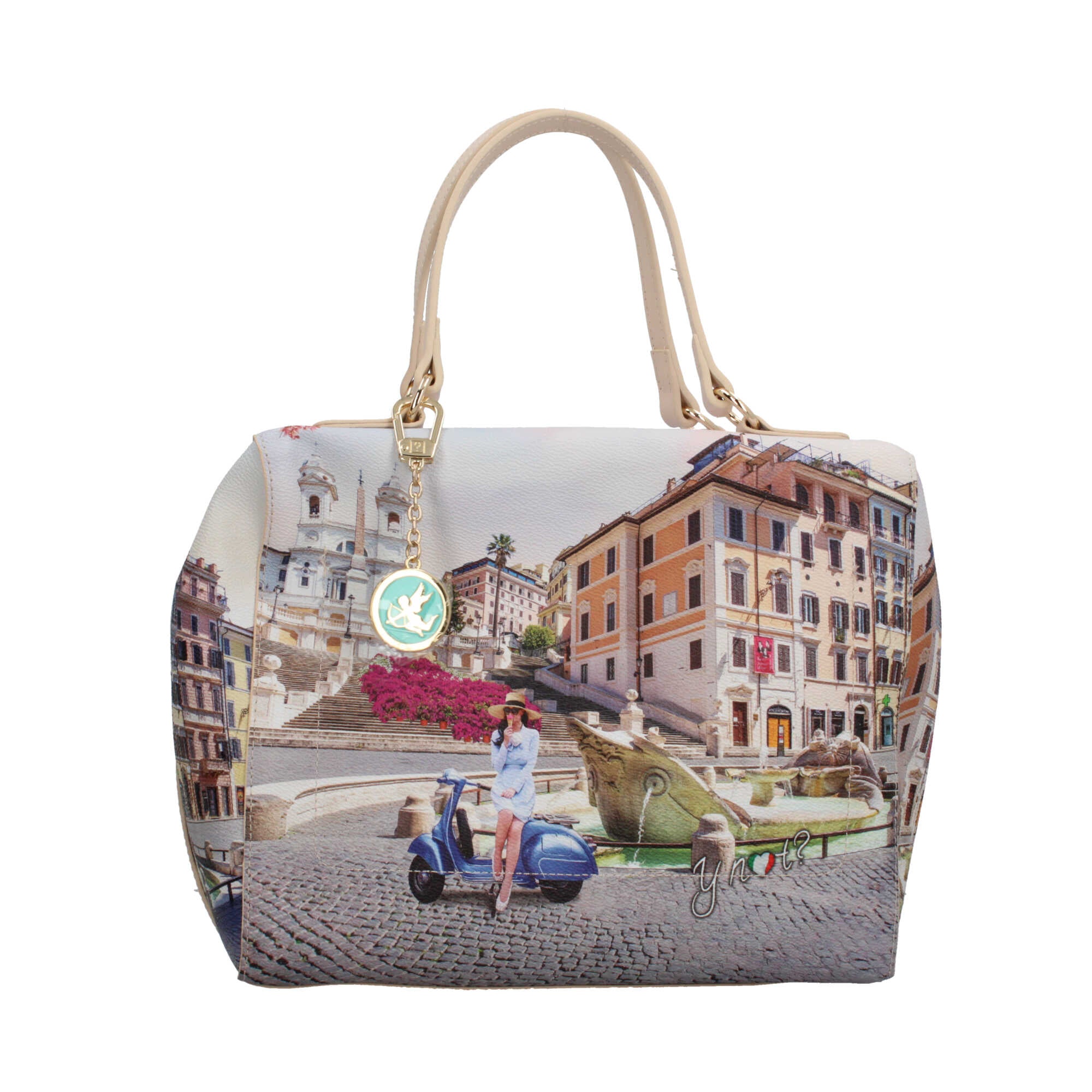 Borsa bauletto YNot con stampa artistica e tracolla regolabile