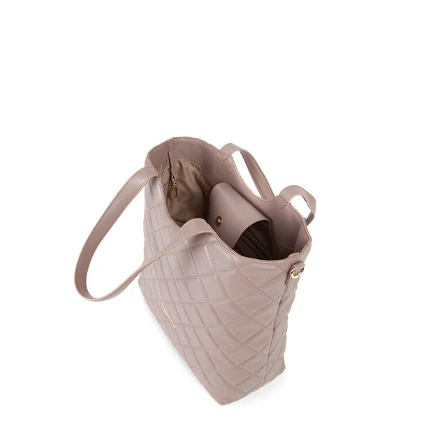 Borsa shopper Valentino trapuntata con doppio manico Marrone TU | Giò Fashion