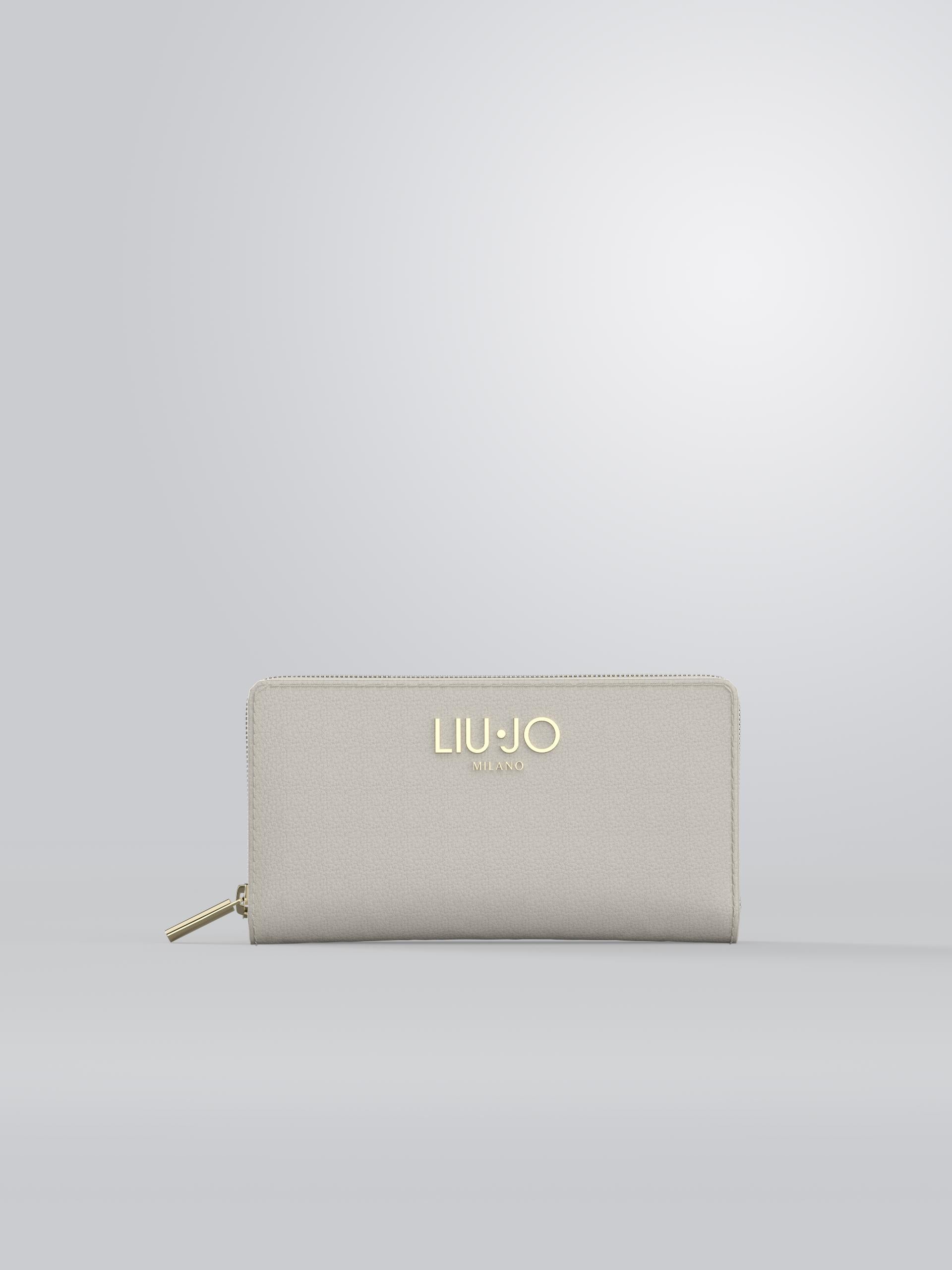 Portafoglio Liu Jo zip around grande elegante donna con logo frontale Beige TU | Giò Fashion