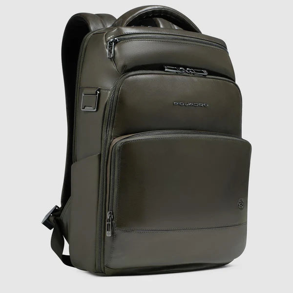 Zaino Piquadro in pelle porta PC e tablet con organizer interno Verde TU | Giò Fashion