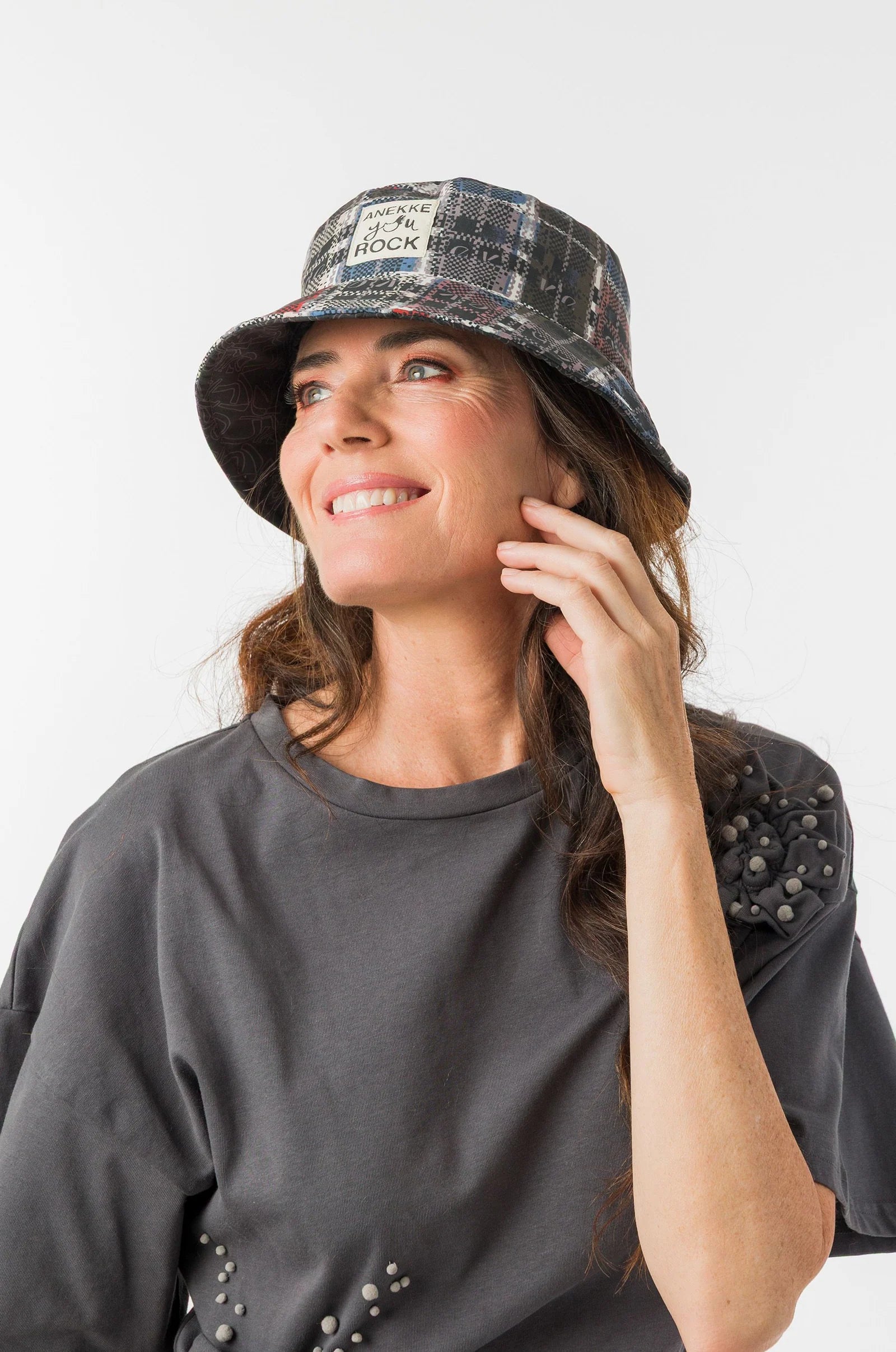 Cappello Pescatore Donna Anekke Reversibile con Fantasia Rock e Logo Ricamato