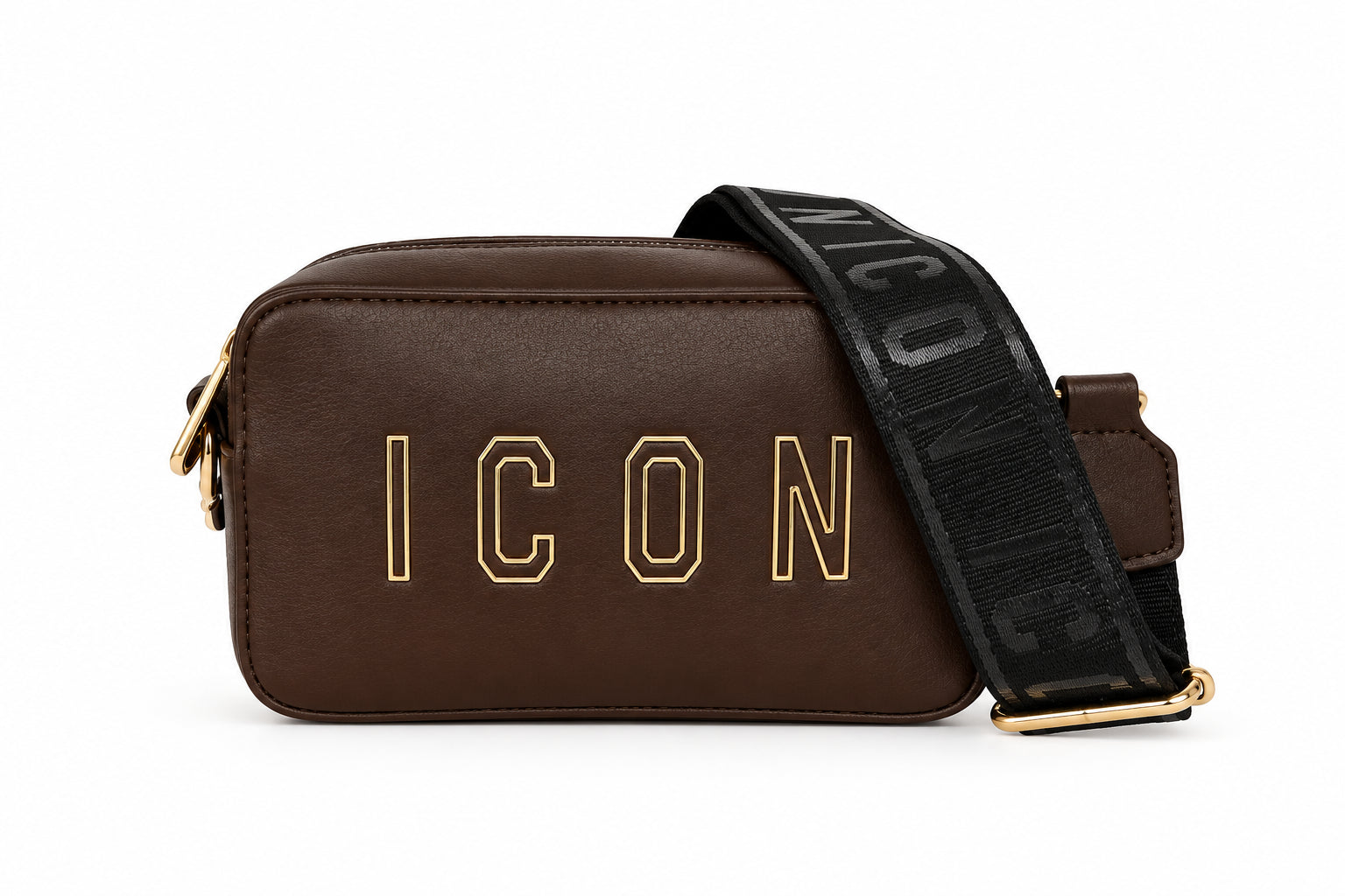 Borsa camera bag con tracolla logata e scritta