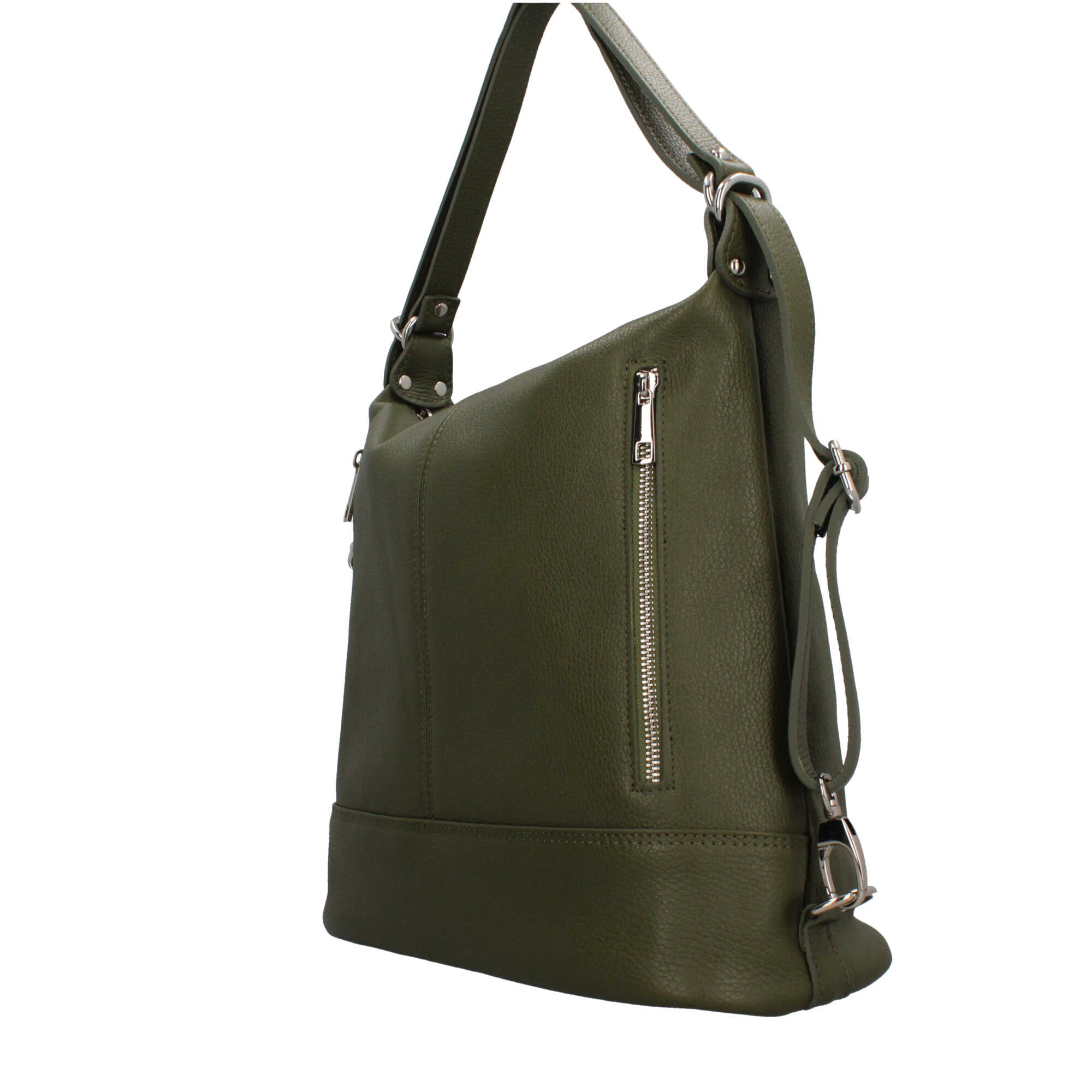 Borsa zaino Made in Italy con tasche frontali e tracolla regolabile Verde TU | Giò Fashion